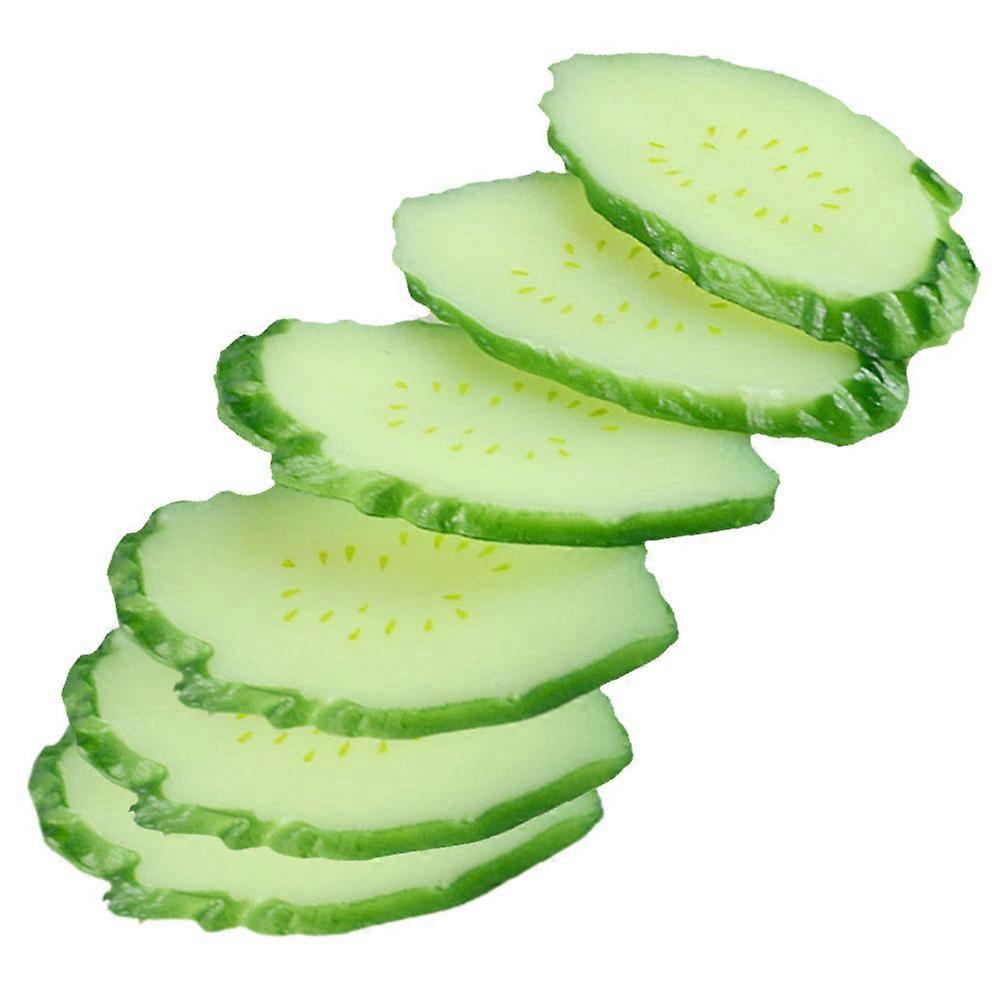 Green Artificial Cucumber for Decor 24Pcs PVC Simulation Slice Models