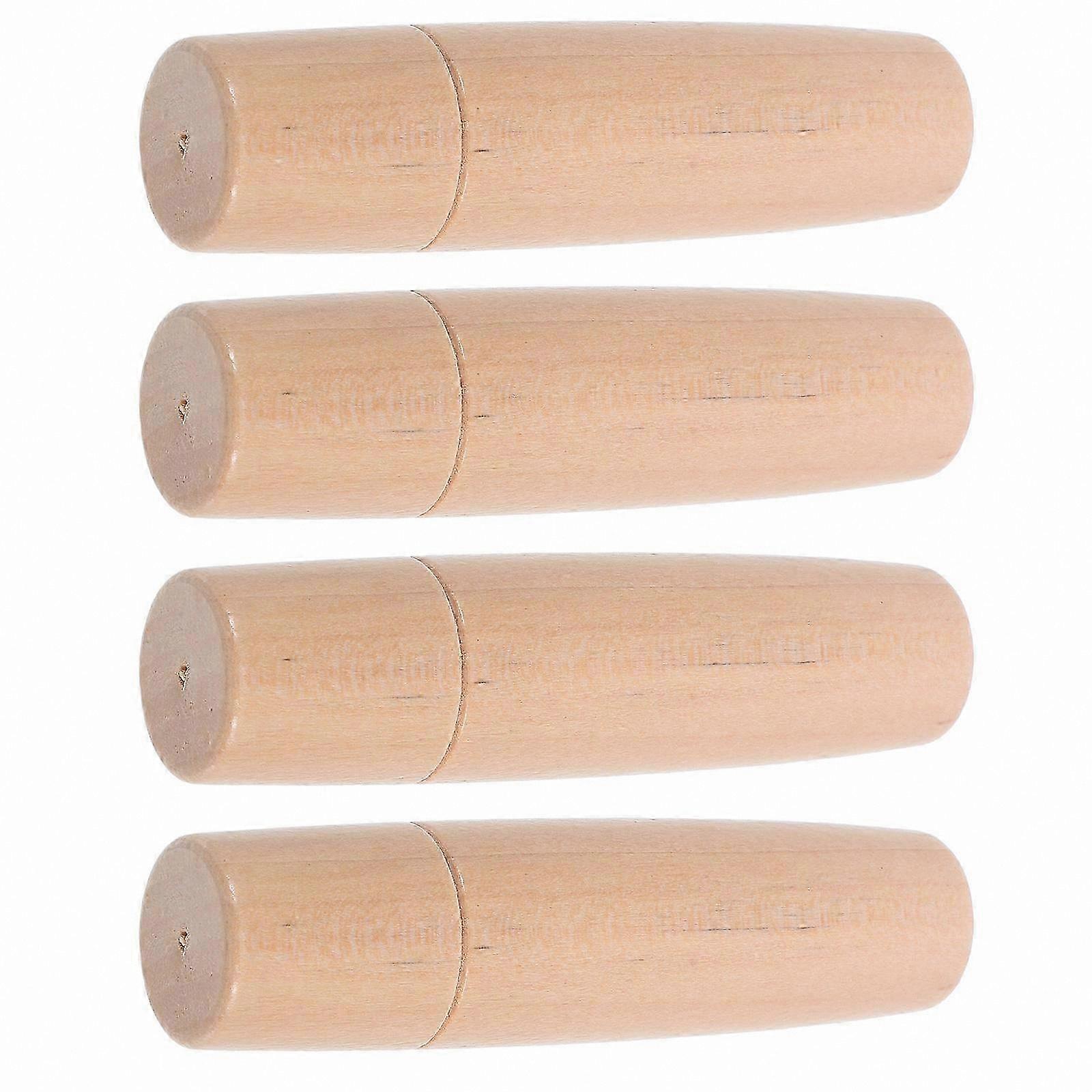 4-Pack Varnished Wood Handles for Grill Brushes, Stove Tools Replacement, Outdoor Barbecue Accessories