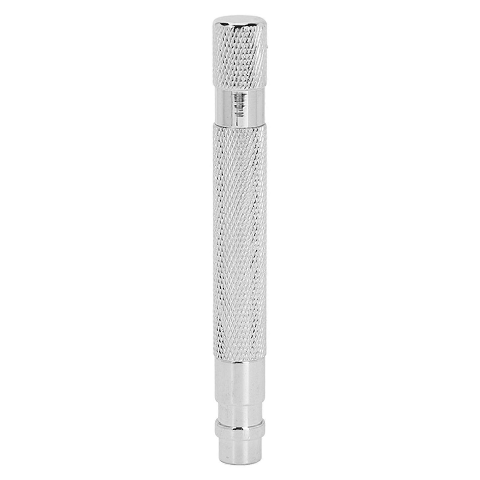 Old Style Razors Handle Anti Slip Design Reusable Practical Small Portable Metal Handle Shaver for Home TravellingSilver