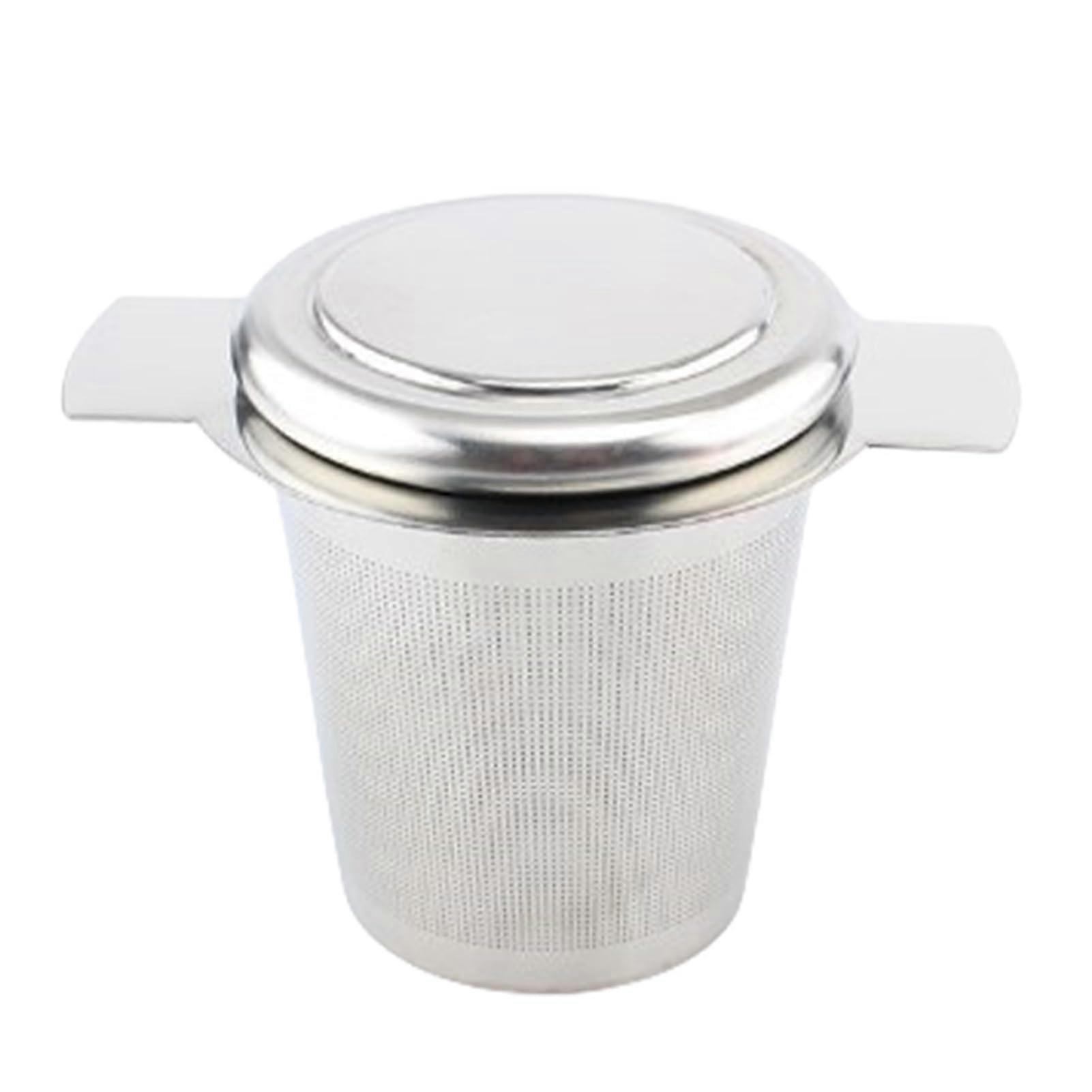Tea Basket Stainless Steel Infuser with Silicone Lid Double Handle Steeper for Teapot and Cup Hanging Tea Net
