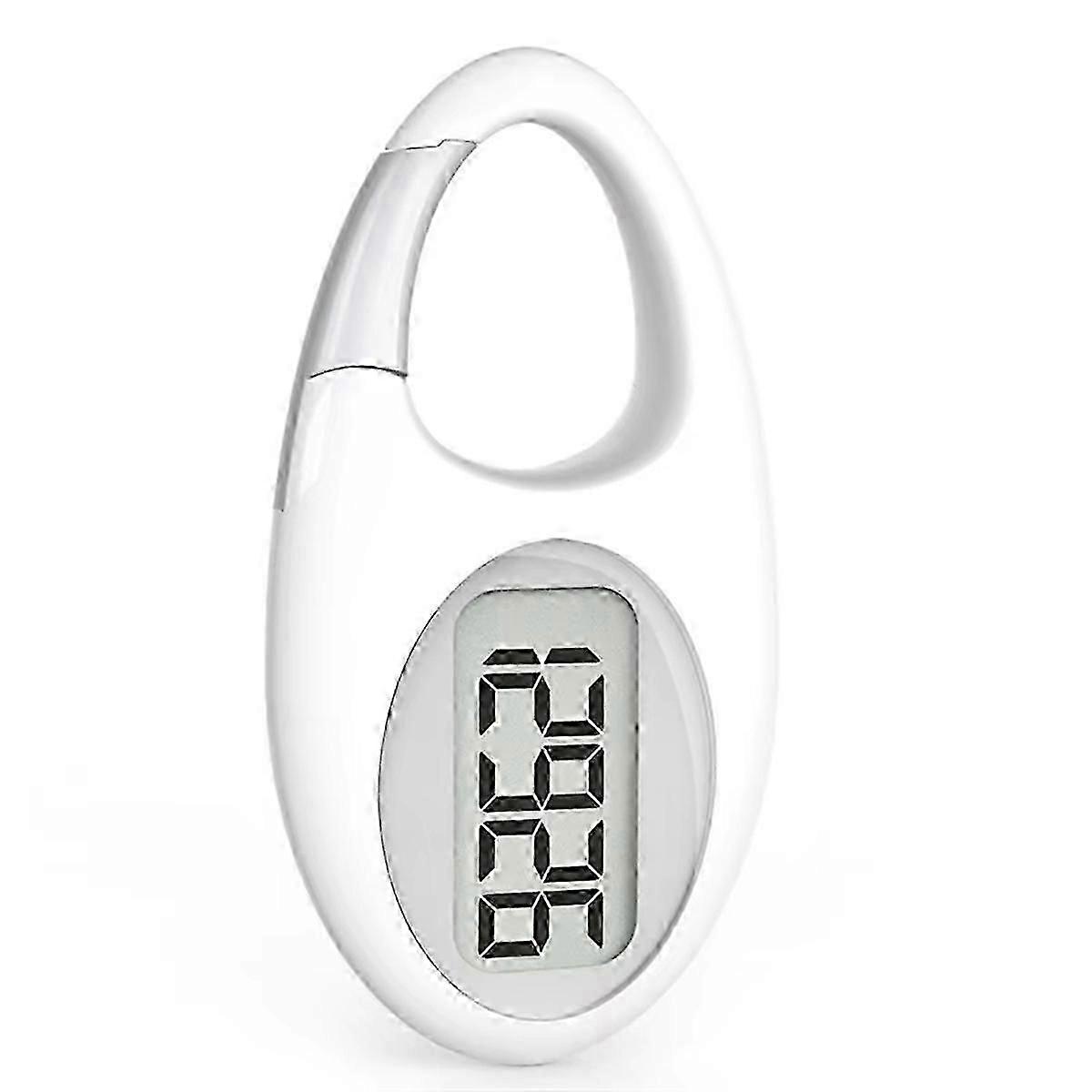 Mini Digital Pedometer 3D Walking Step Counter White & Silver