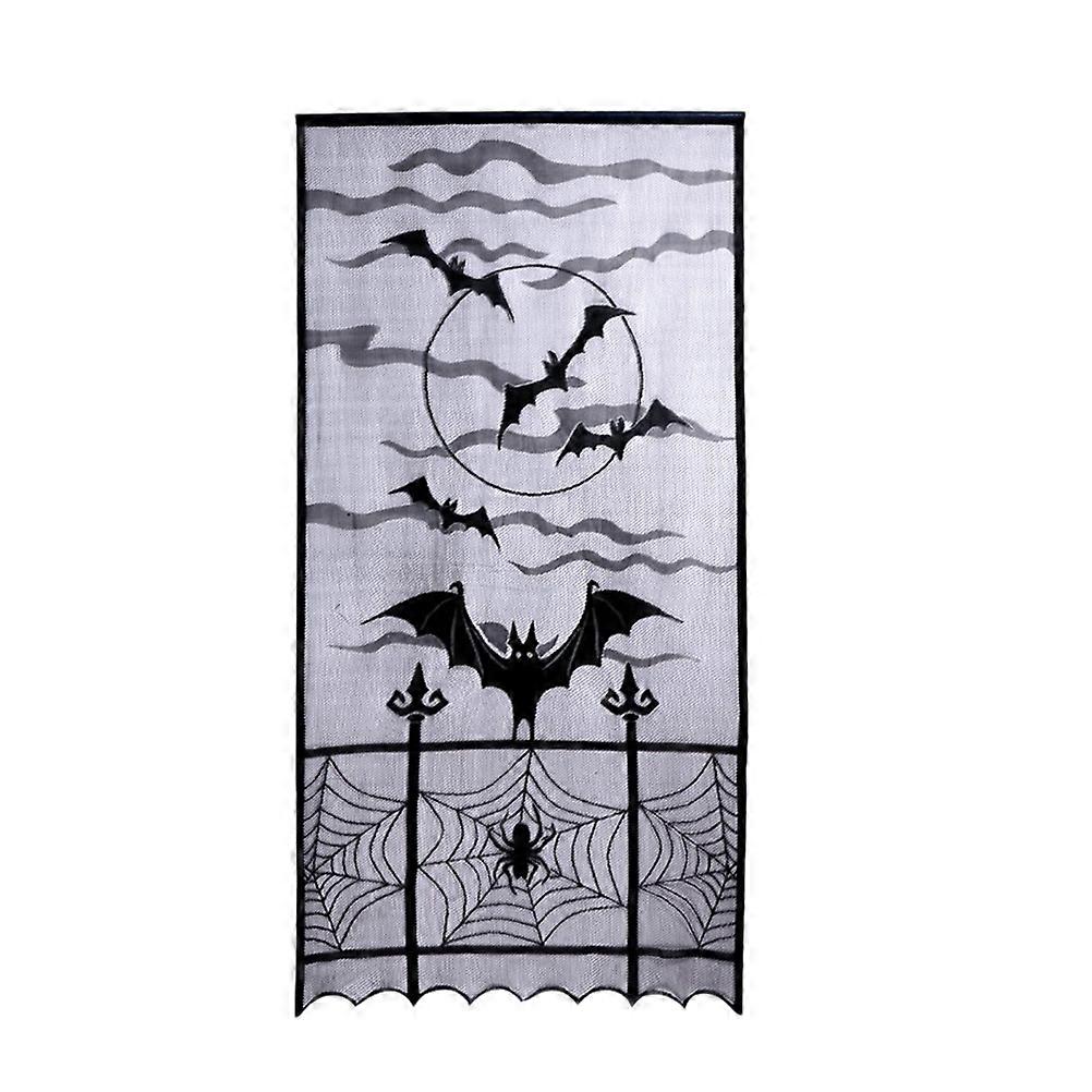 Halloween Window Curtain Featuring Black Spider Web Design For Offset Shading And Modern Minimalist Style In 102x213cm Size - 1Set