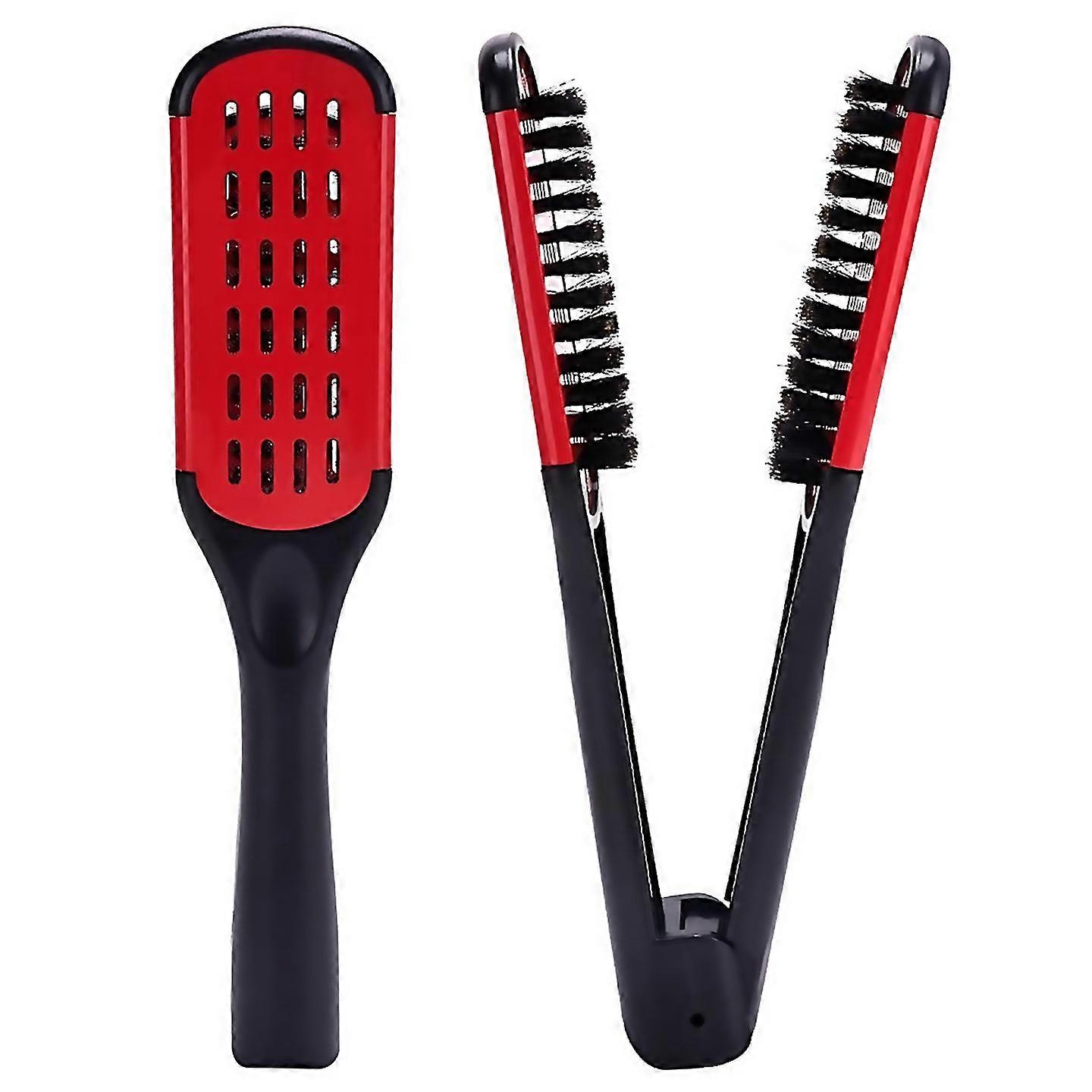 For Double Sided Brush Comb Clamp Hair Straightener Tool