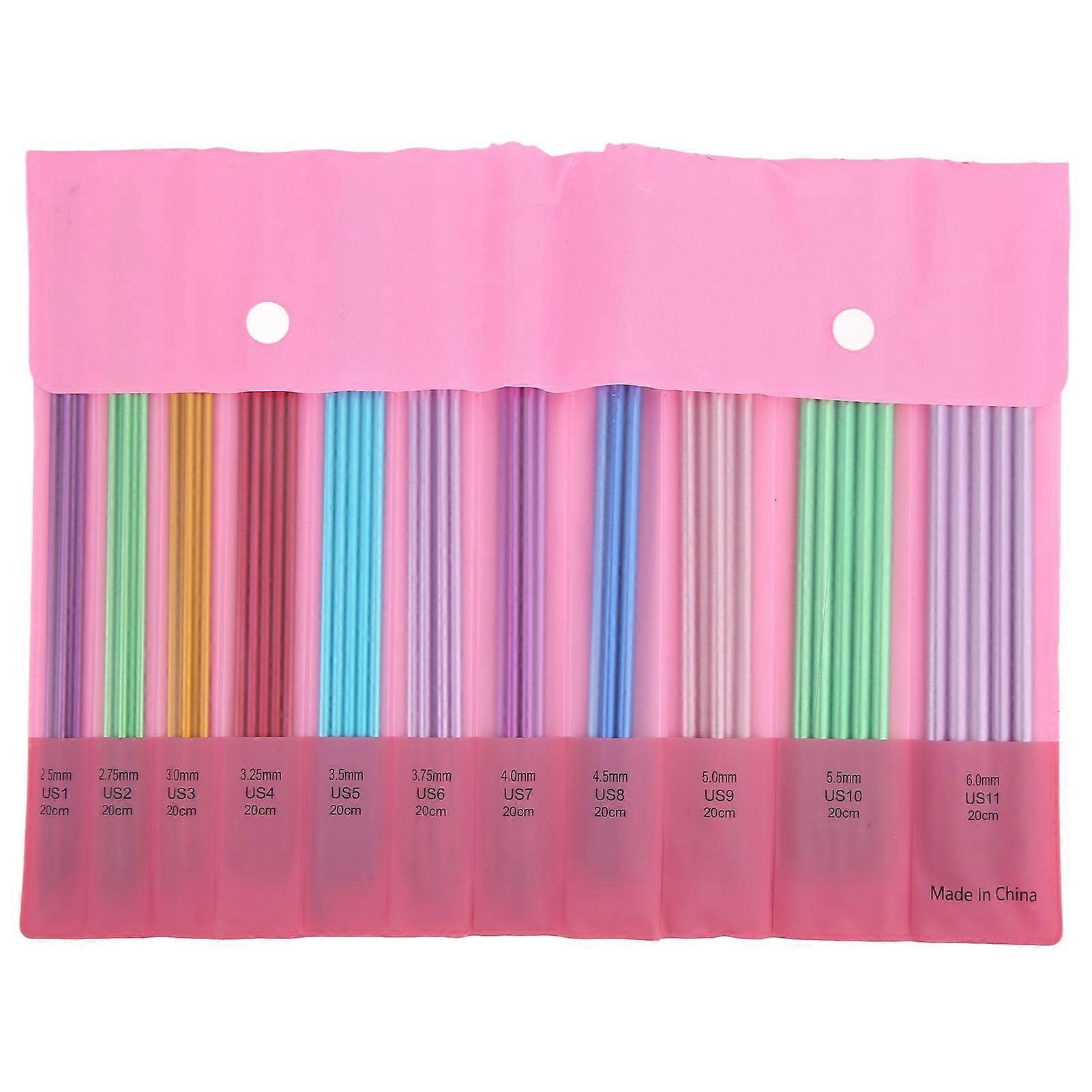 55pcs Knitting Needles Aluminum Material Double Pointed Ergonomic Design 20cm/7.9in Metal Weaving Needles for Household