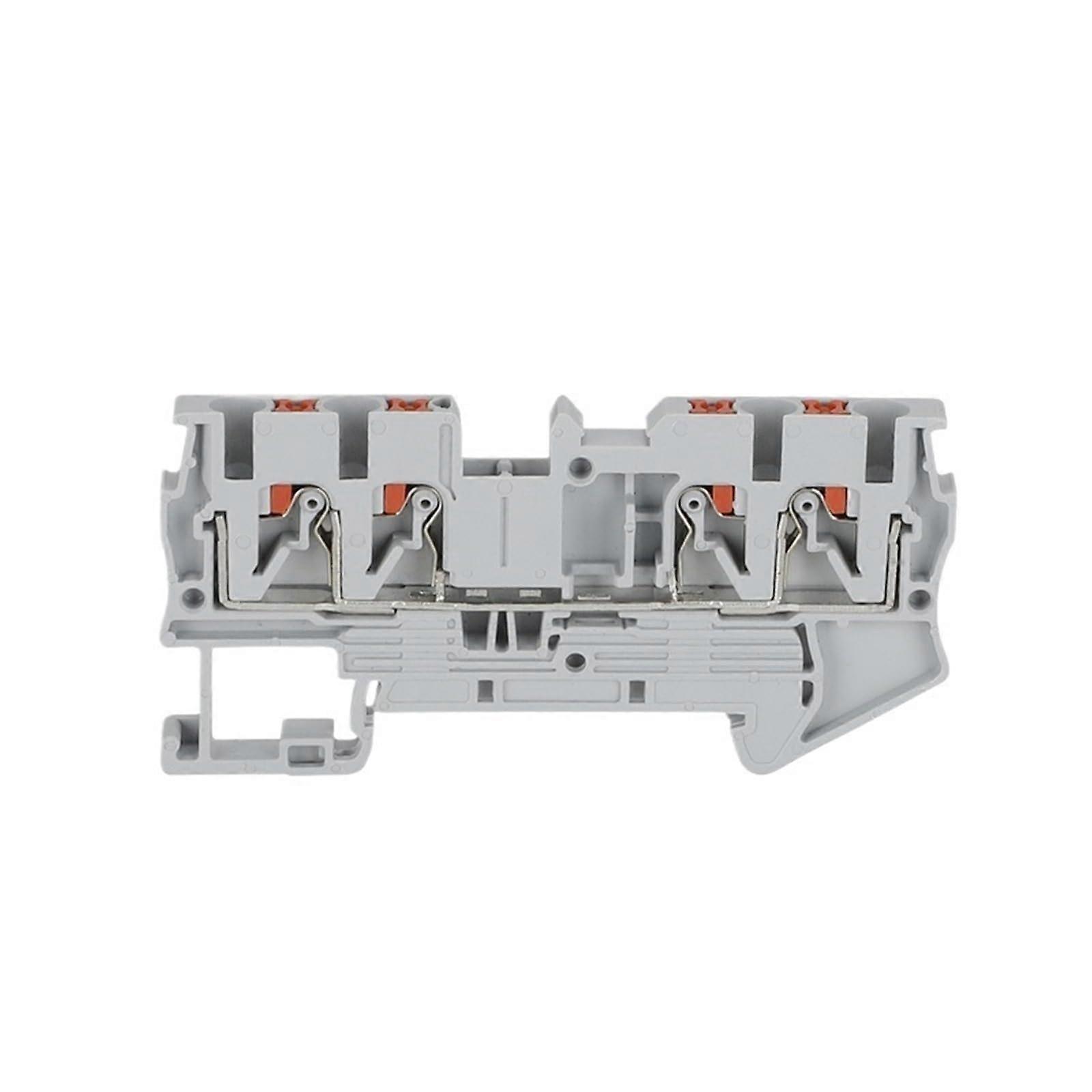 PT2.5QU PushIn Spring 4Conductor DIN Rail Terminal Block Gray 10 Pcs