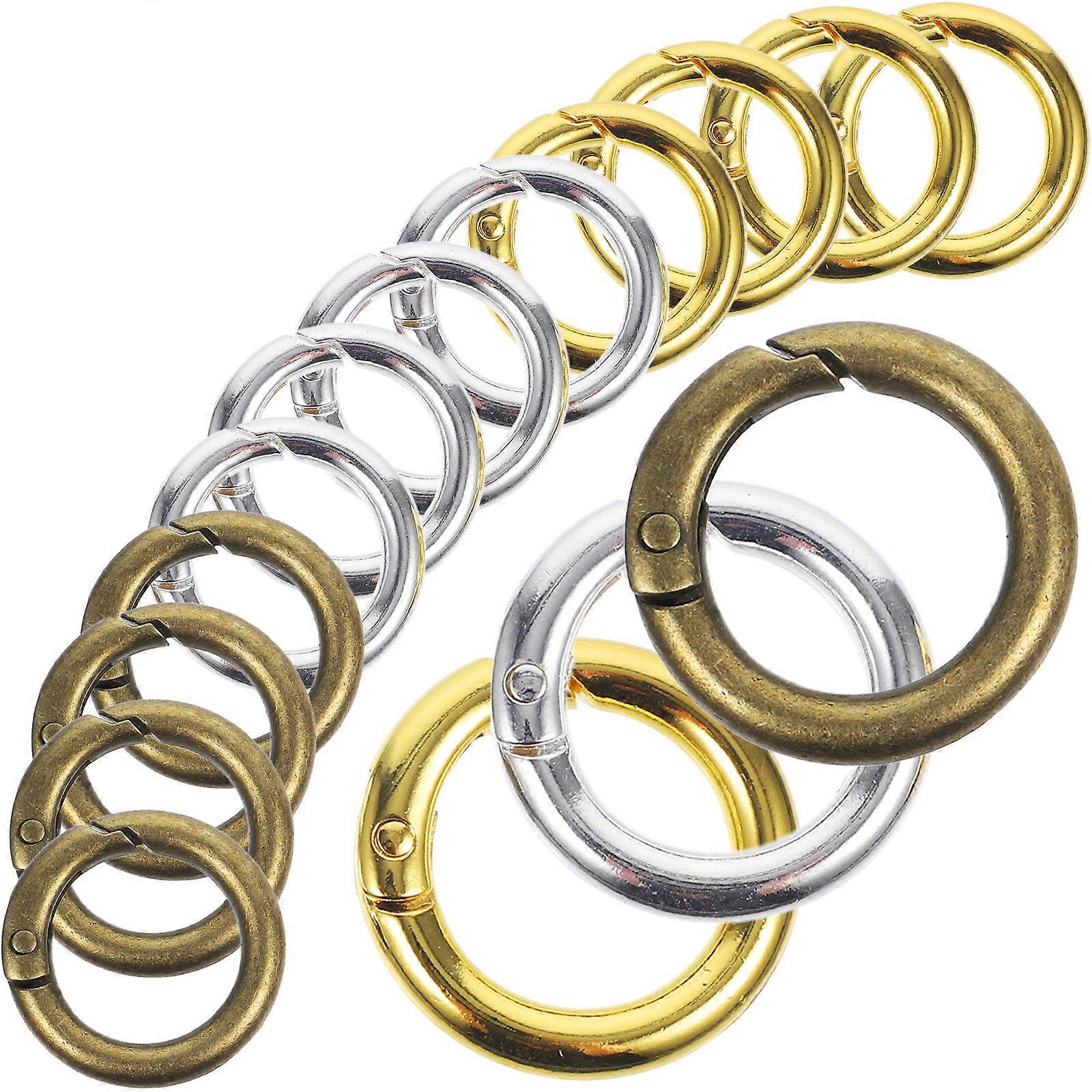 Spring O-Rings Key Rings with Round Snap Buckles for Clothes 15Pcs
