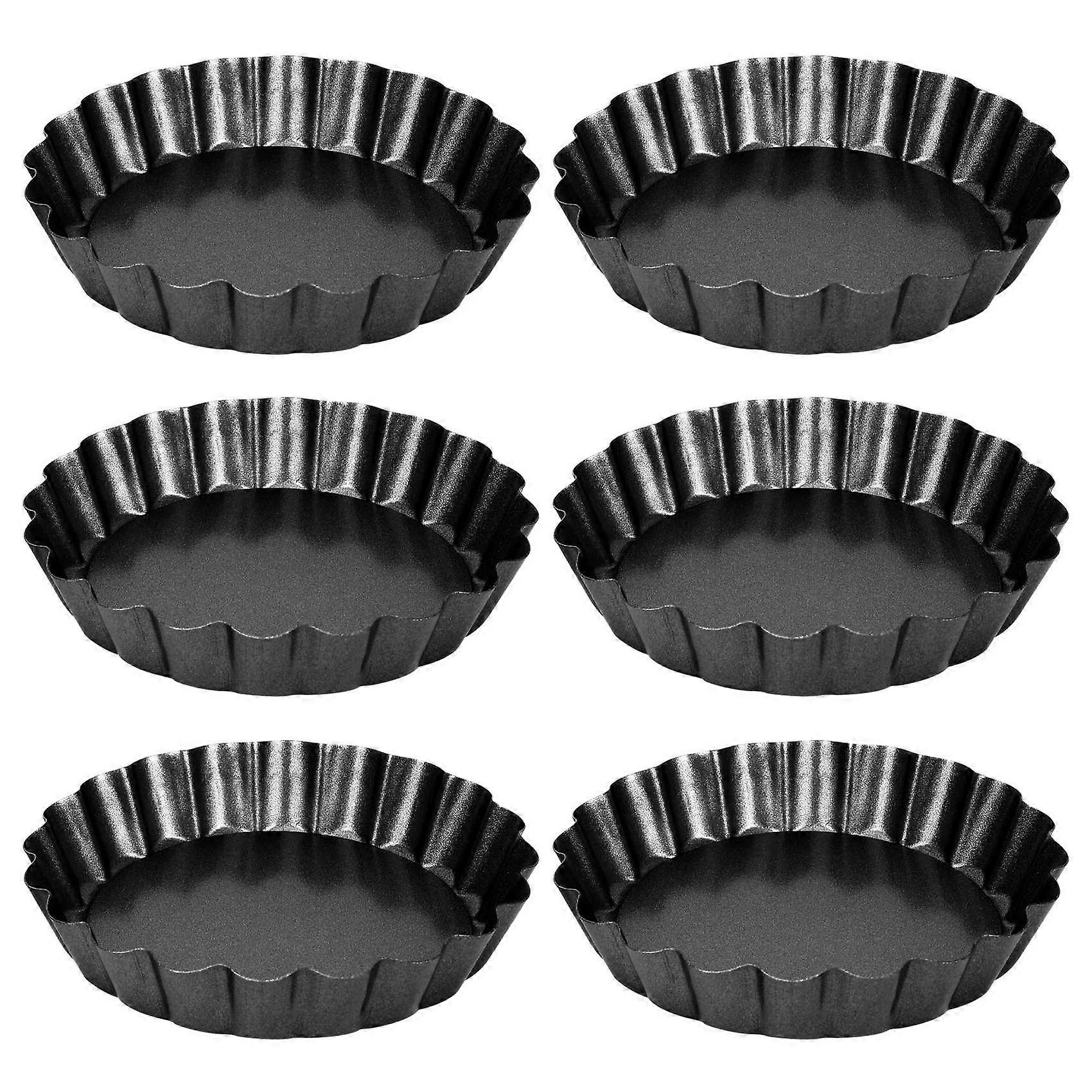 Tart Pan Set of 6,Small Non-Stick 4-Inch Quiche Pan Removable Bottom