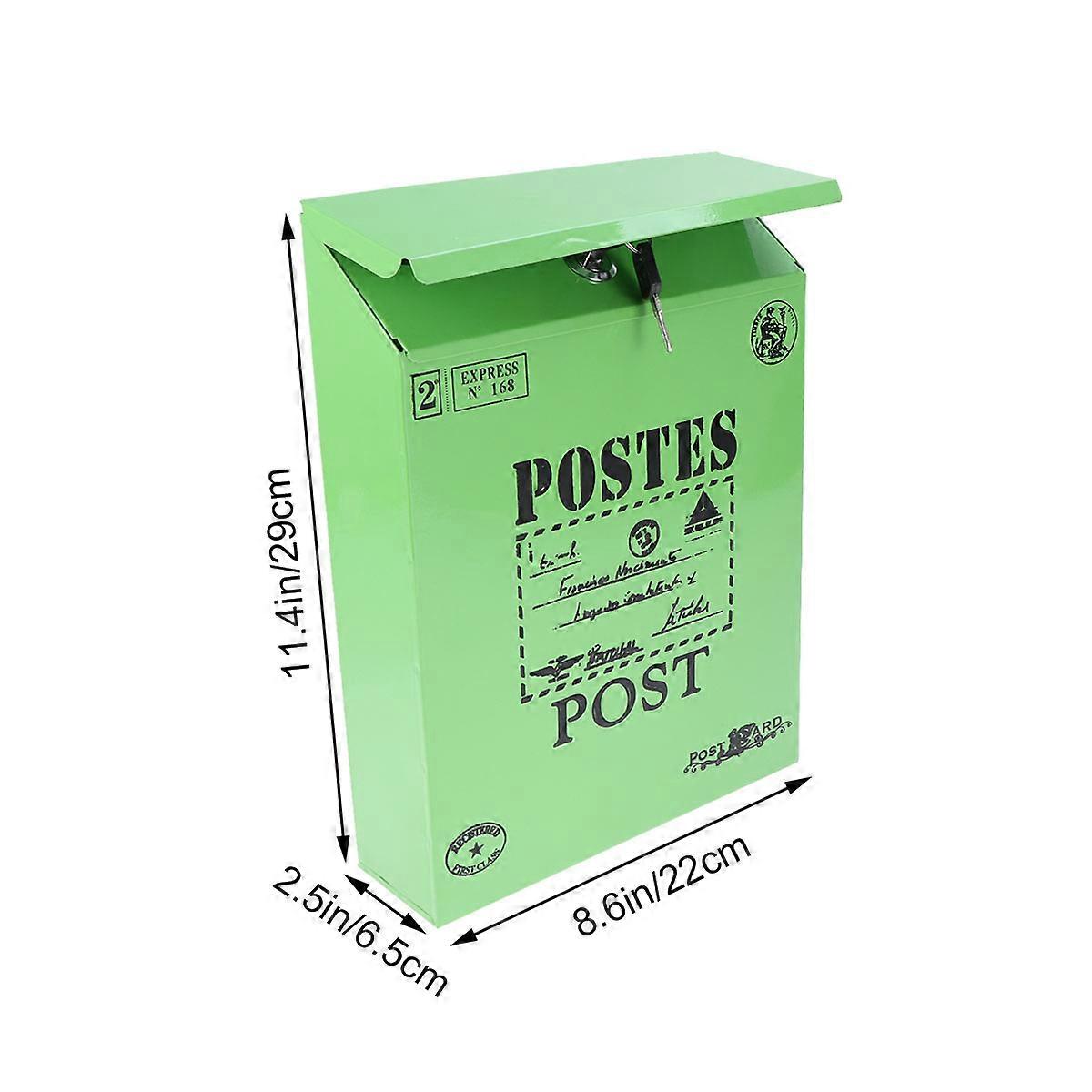 Vintage Iron Post Box Wall Mounted Mailbox with Lock for Decoration 3Pcs