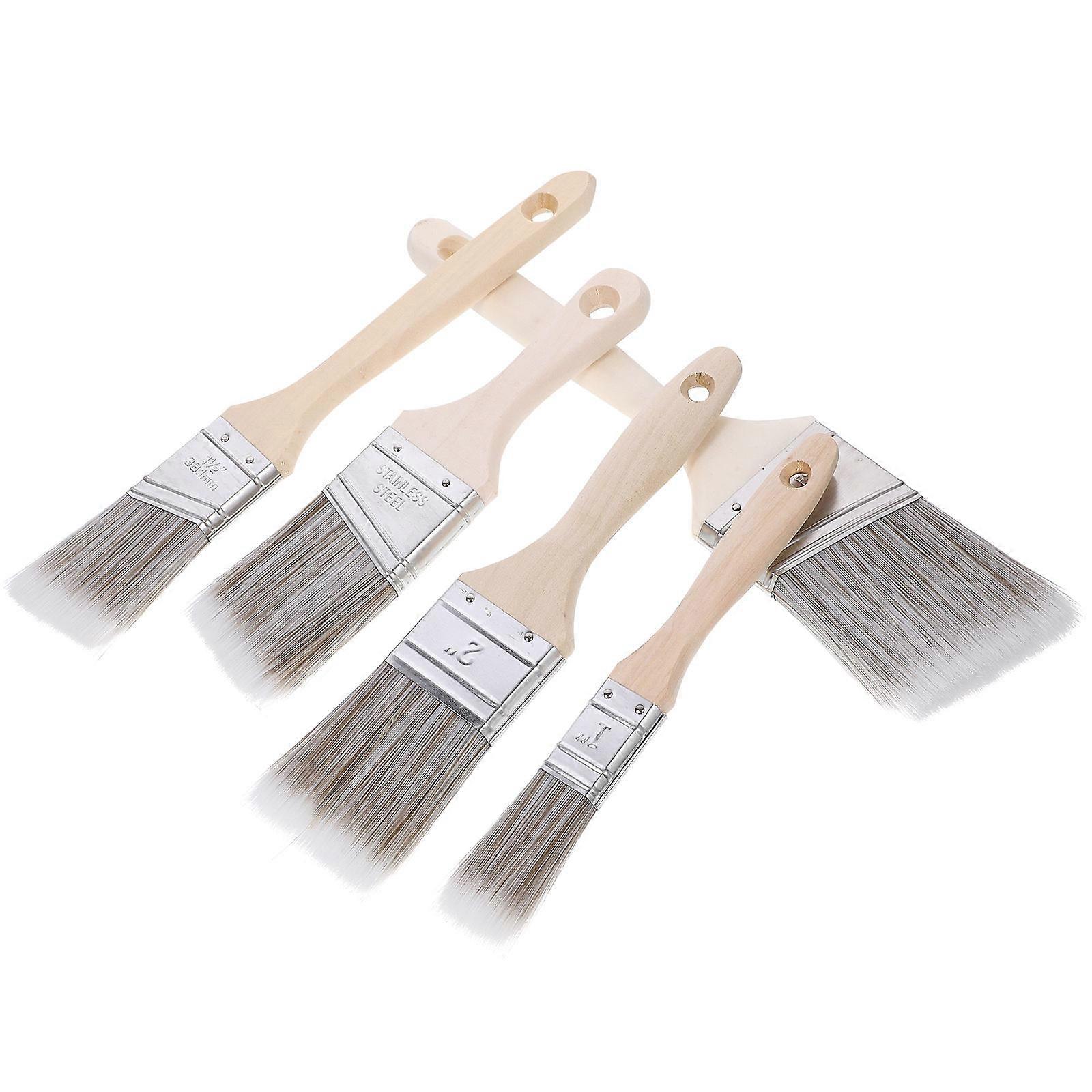 Multi Color Portable Paint Brushes 10 Pcs Designed For Grilling Equipment And Surface Cleaning With Durable Wooden Handles And Rectangular Shapes