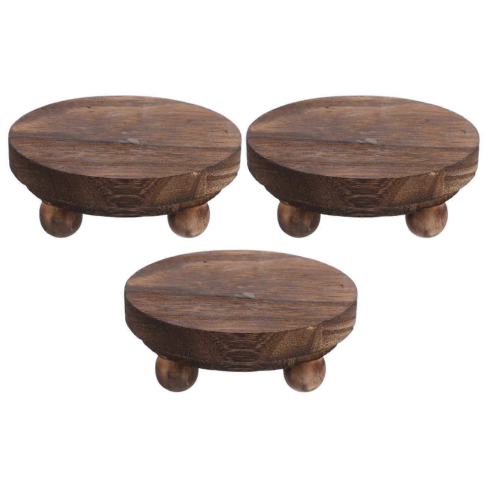 Wood Display Stand Wooden Pedestal for Display 6Pcs Brown Decor