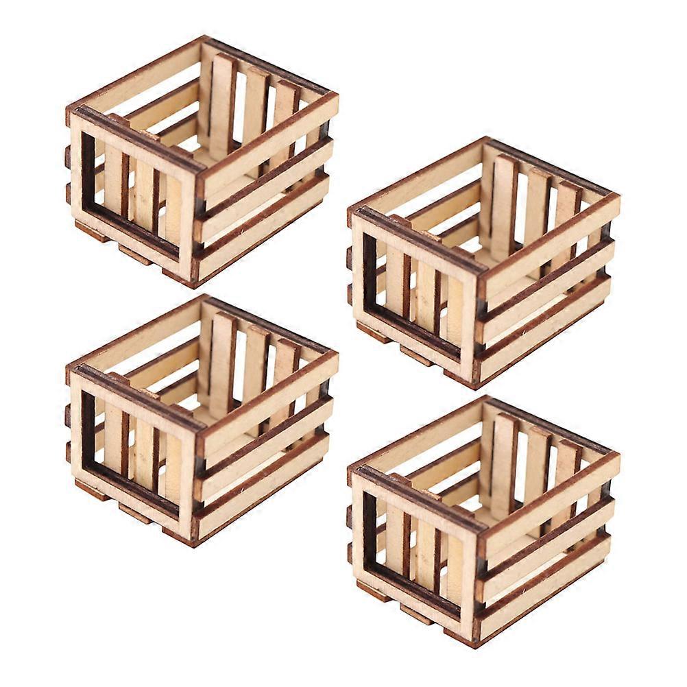 Mini Storage Basket Wooden Dollhouse Crates for Storage 8Pcs