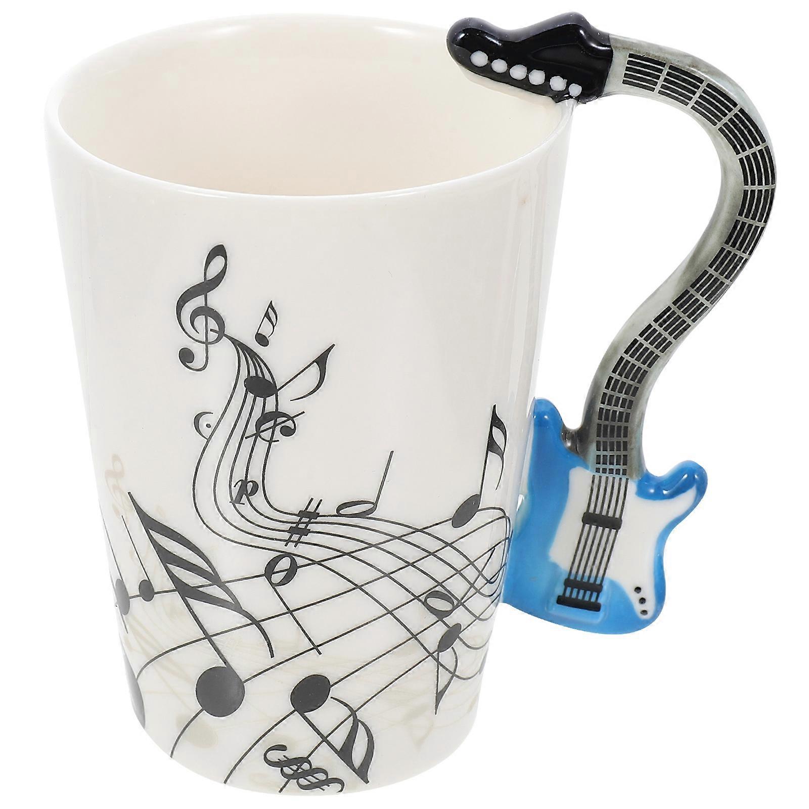 Ceramic Coffee Mug with Musical Instrument Handle for Daily Use 4Pcs