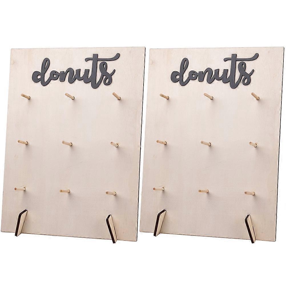 Donut Treat Stand Donut Display Board Anniversary Easy to Assemble Yang Wood Veneer 13.8×10.2×0.1in Reusable 2 Sets