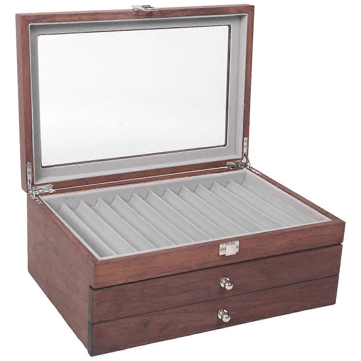 34 Grid Walnut Pen Storage Case
