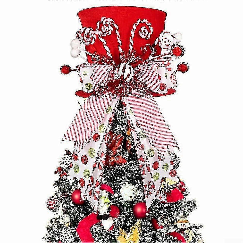Festive Holiday Decor with Foldable Christmas Tree Topper Per Hat with Bow for 2025