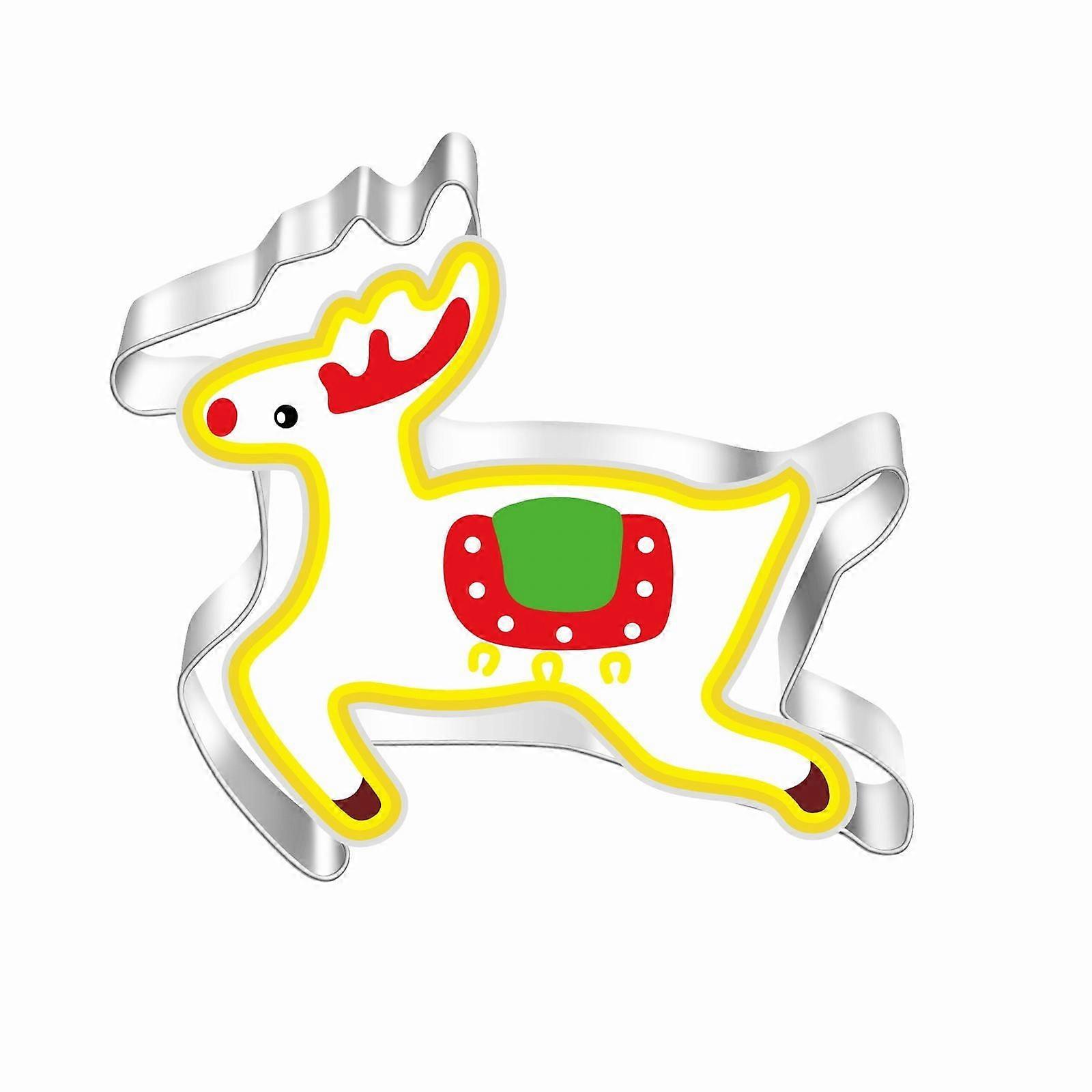 Large 4" Christmas Cookie Cutters Set - Compatible with Holiday Baking, Stainless Steel Snowman, Tree, Snowflake - Includes Recipe Guide, Multi-color