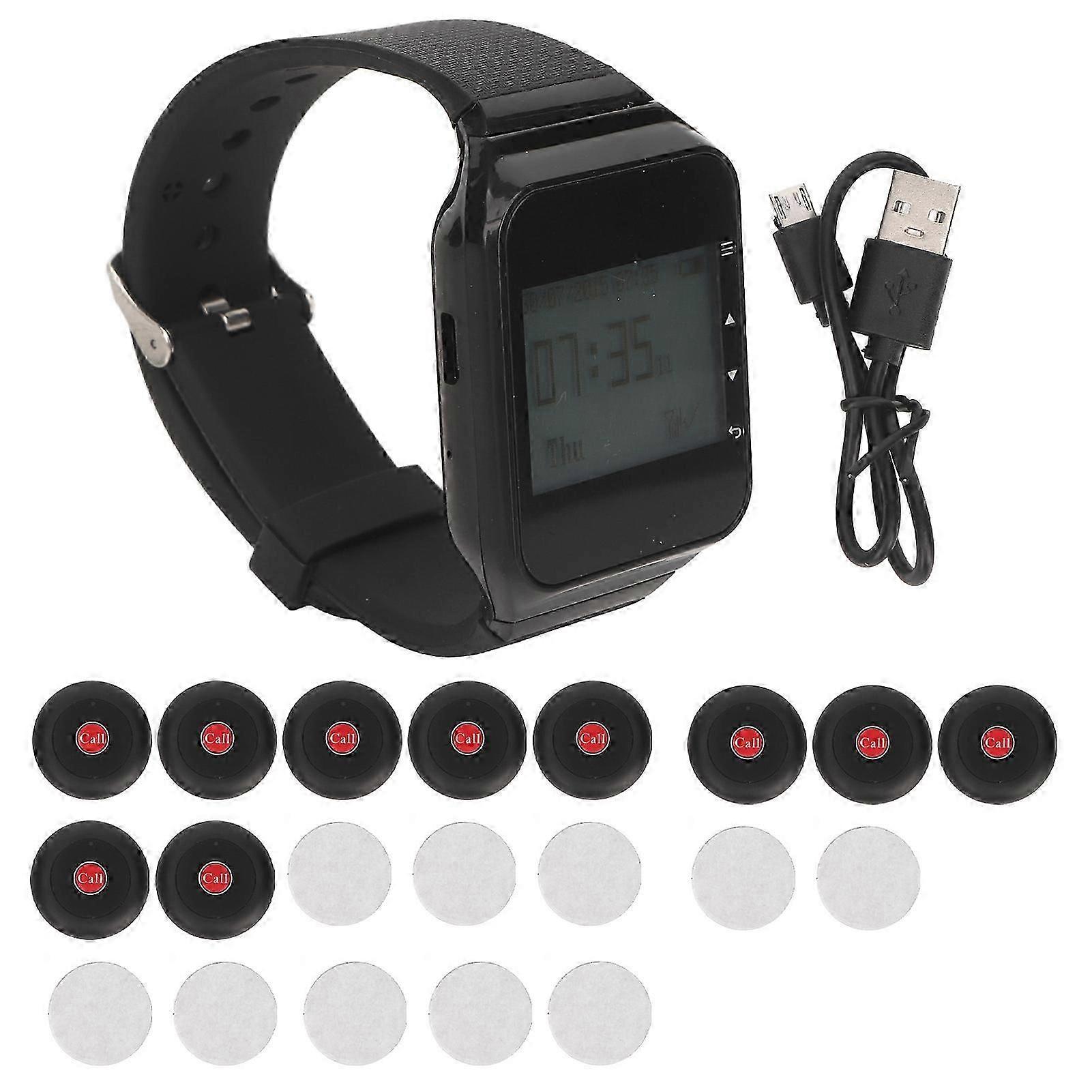 Wireless Caregiver Watch 1 To 10 Rf Technology Removable Rechargeable Battery Time Display Wireless Calling System For Clubs