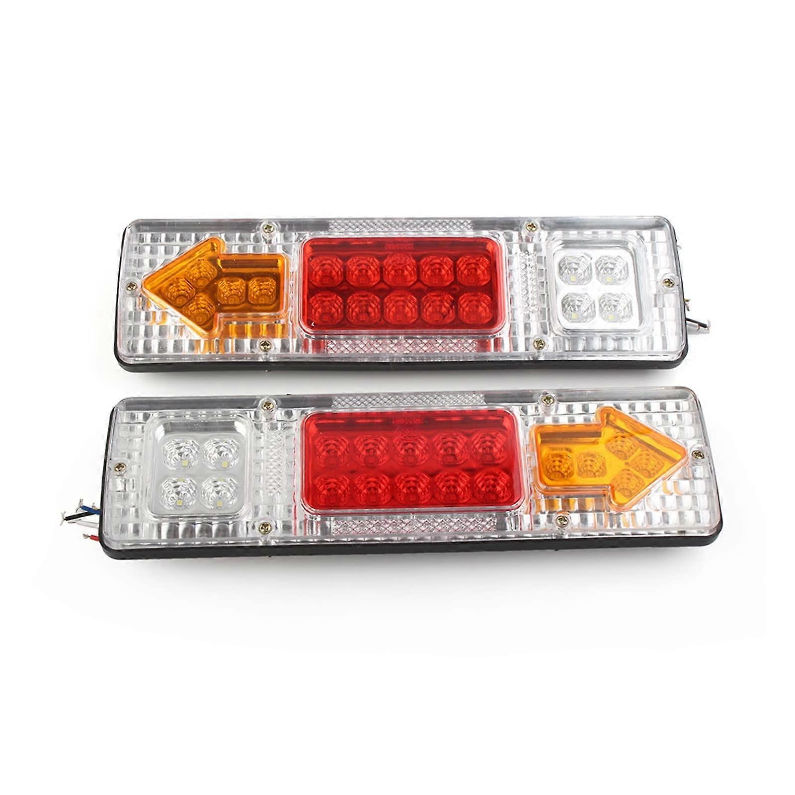 Rear Reverse Lamp 2Pieces 12V 19LED Clear Lens Tail Light For Trailers, Trucks, Caravans Brake Turn Signal Reverse