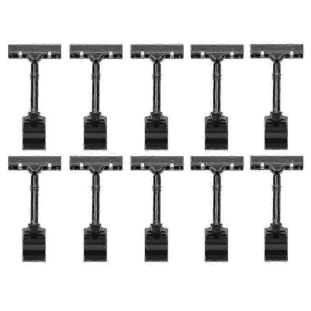 10 Piece Adjustable Plastic Sign Holder with Clip-on Style, Double-Head Display Clips, Rotating for Reusable Signs