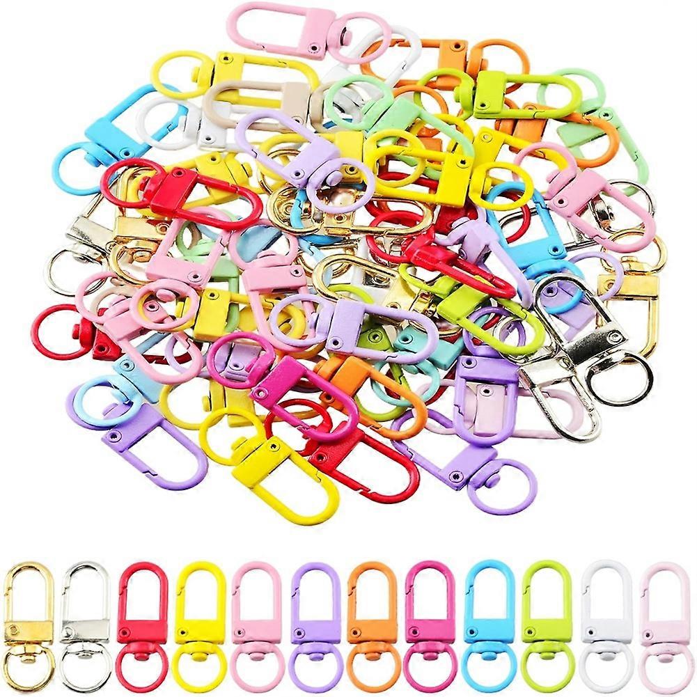 60pcs Keychain Clip Colorful Metal Keychain Clasps Swivel Snap Lobster Claw Clasps for Craft Bag Charm Clip