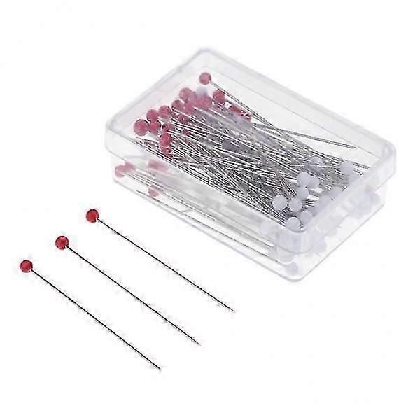 3X 100pcs Red White Glass Ball Head Sewing