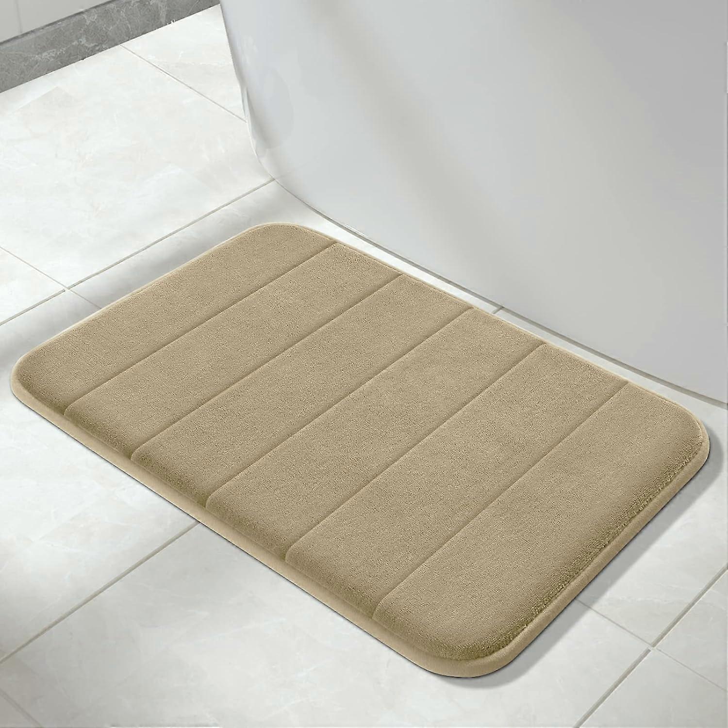 POWKOL Memory Foam Bath Mat 24x16 in, Soft, Super Absorbent, Non-Slip, Machine Washable, Quick-Dry, Compatible with Camel Bathroom Rugs