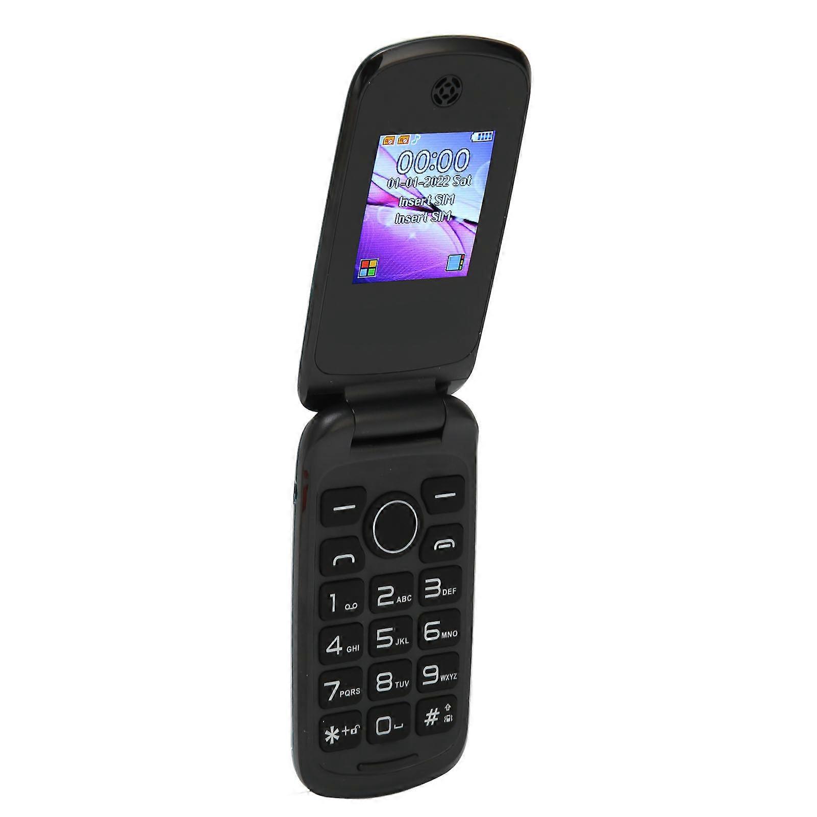 2G Flip Phone Dual SIM 1200mAh Dual SIM Flip Phone 1.77in Color Display Screen Cell Phone 100‑240V Blue EU Plug