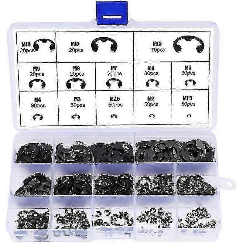 E-Clip Circlip External Retaining Ring External E-Clip Circlip Ring Assortment Kit (13-Size,400 Pcs