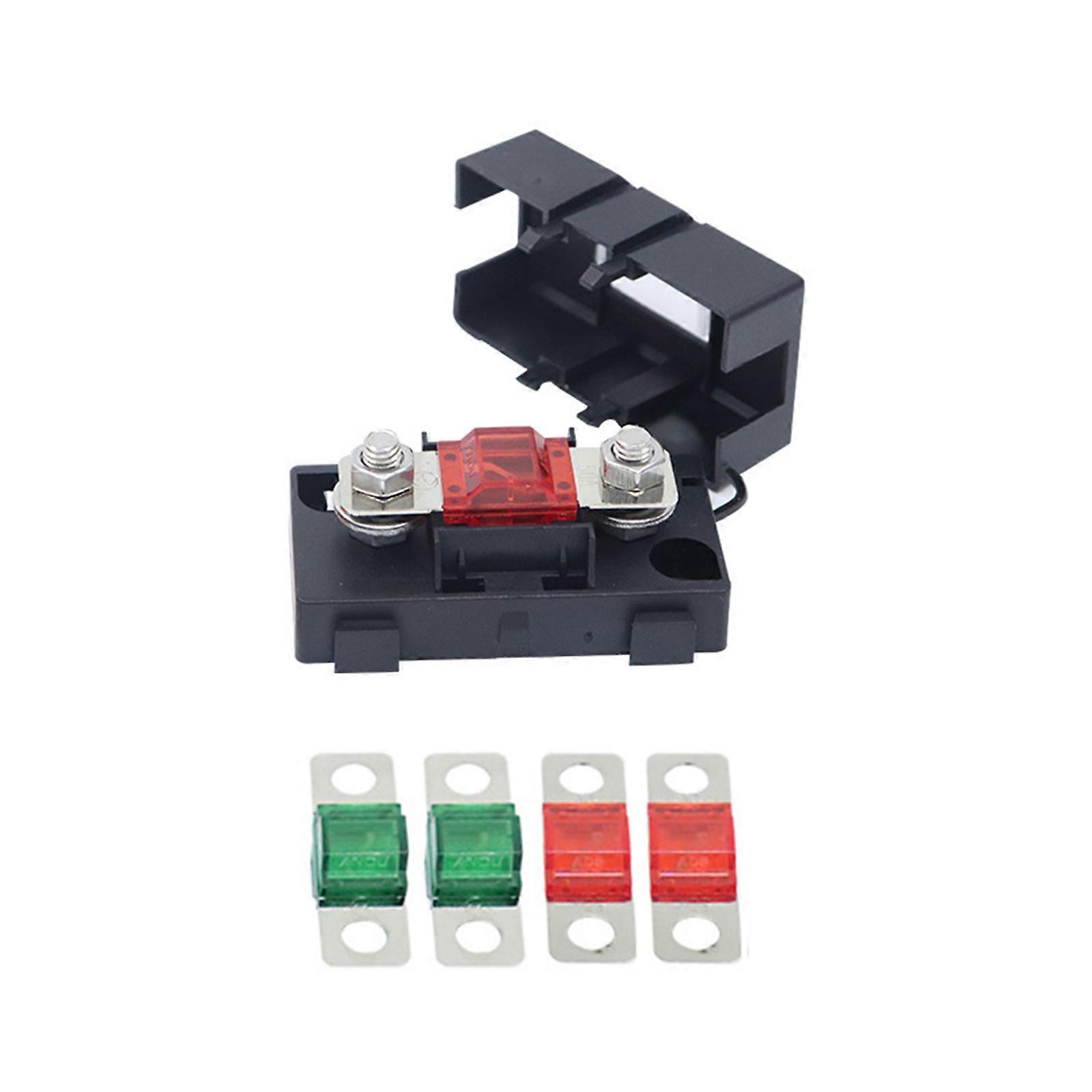 Universal Fuses Box with 2Pcs 30A and 2Pcs 50A Blade Fuses for Automotive Circuit Protections Accessories Multicolor