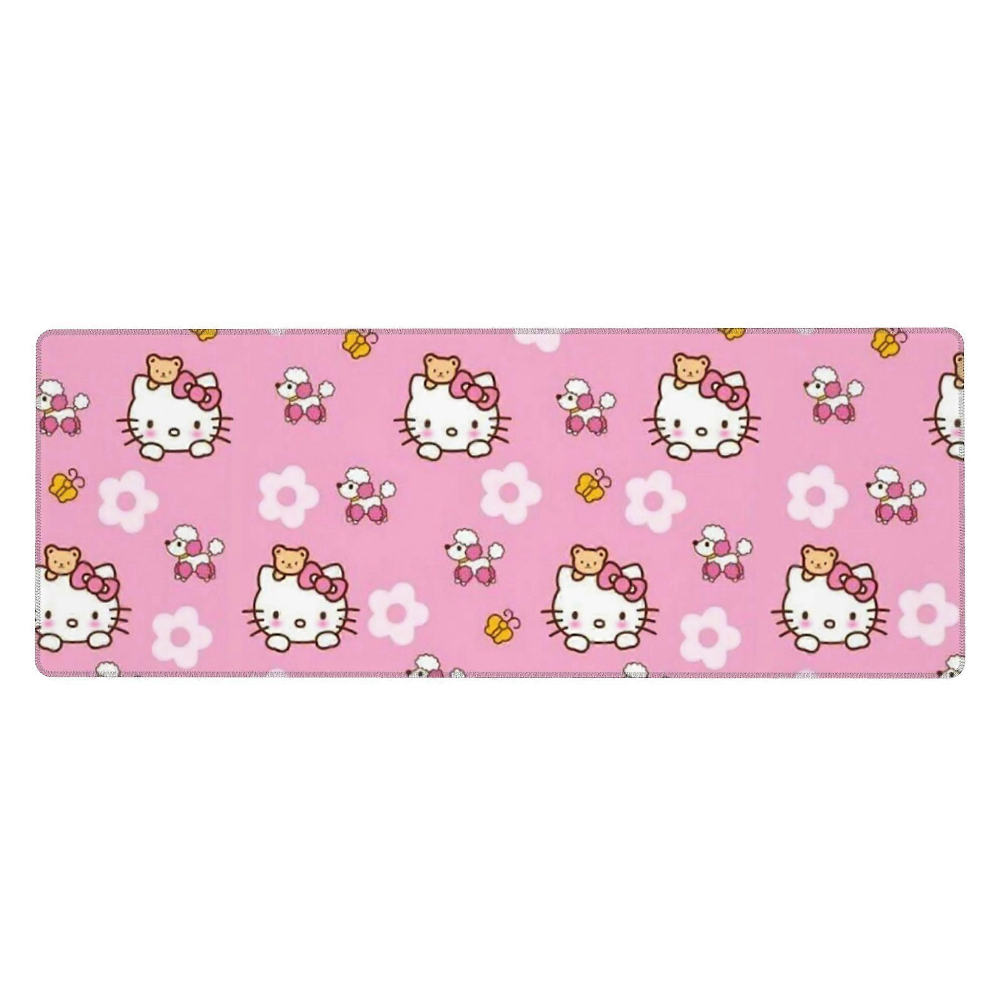 Hello Kitty Extra Large Rubber Keyboard Pad Square Waterproof Desk Pad Suitable for Desktop Decoration Desk Accessories 12x31.5in (Horizontal)