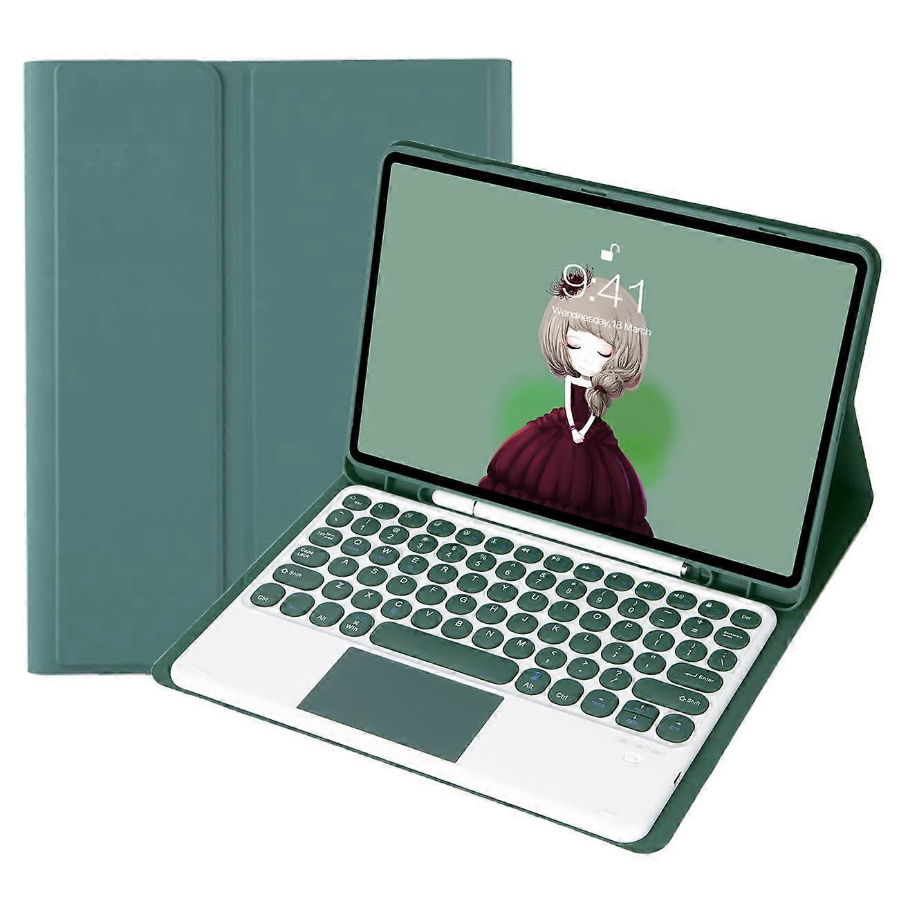 Bluetooth Keyboard Case With TrackPad For 11Inch SMT870/SMT875/SMT876B Dark Green Pen Slot