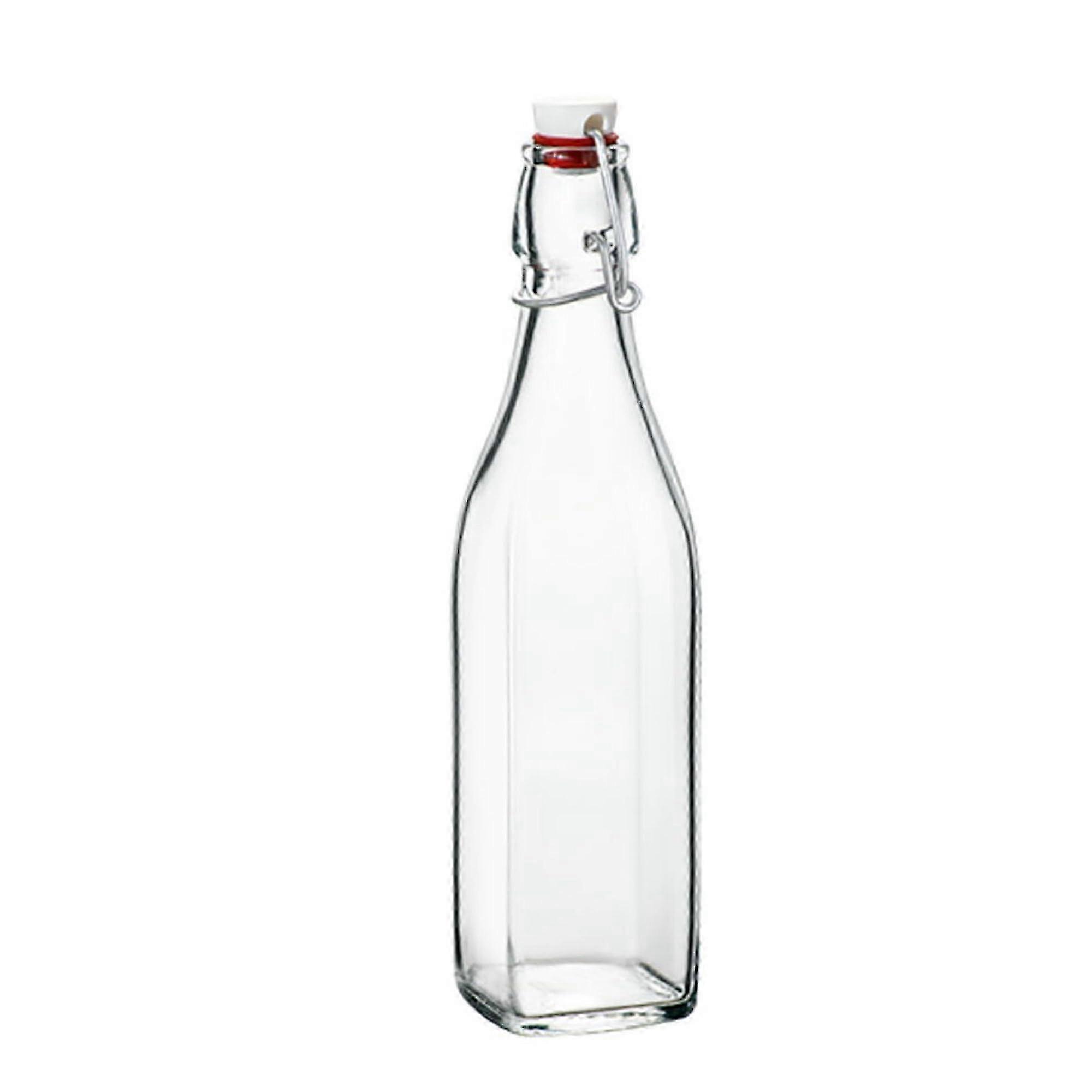 17 Ounce Transparent Glass Swing Bottle with Square Bottom & Swing Top Stopper - Versatile Uses (Best Seller)