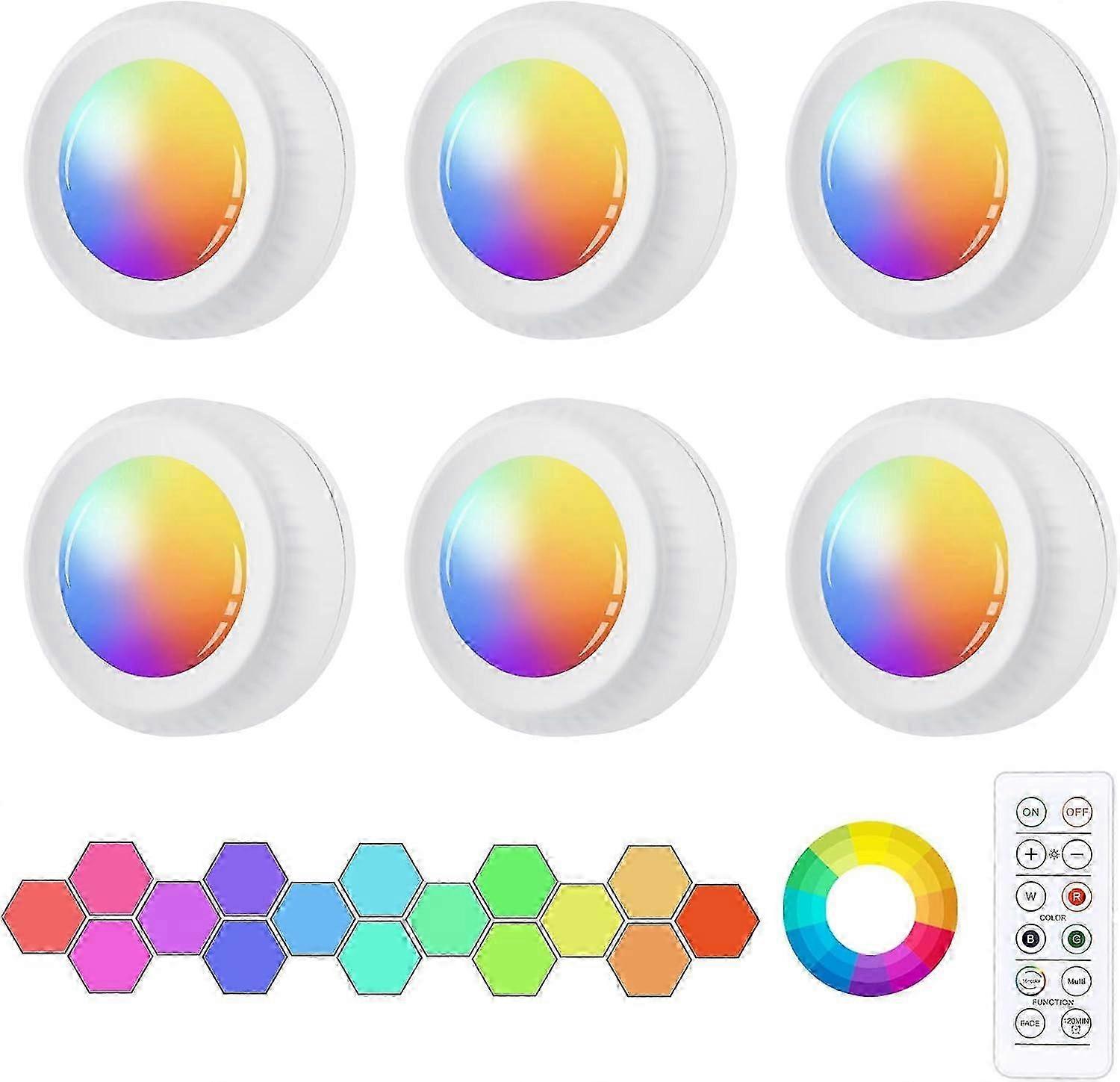 Wireless Under Cabinet Lights With Remote, 6 Pcs Led Under Cupboard Lights