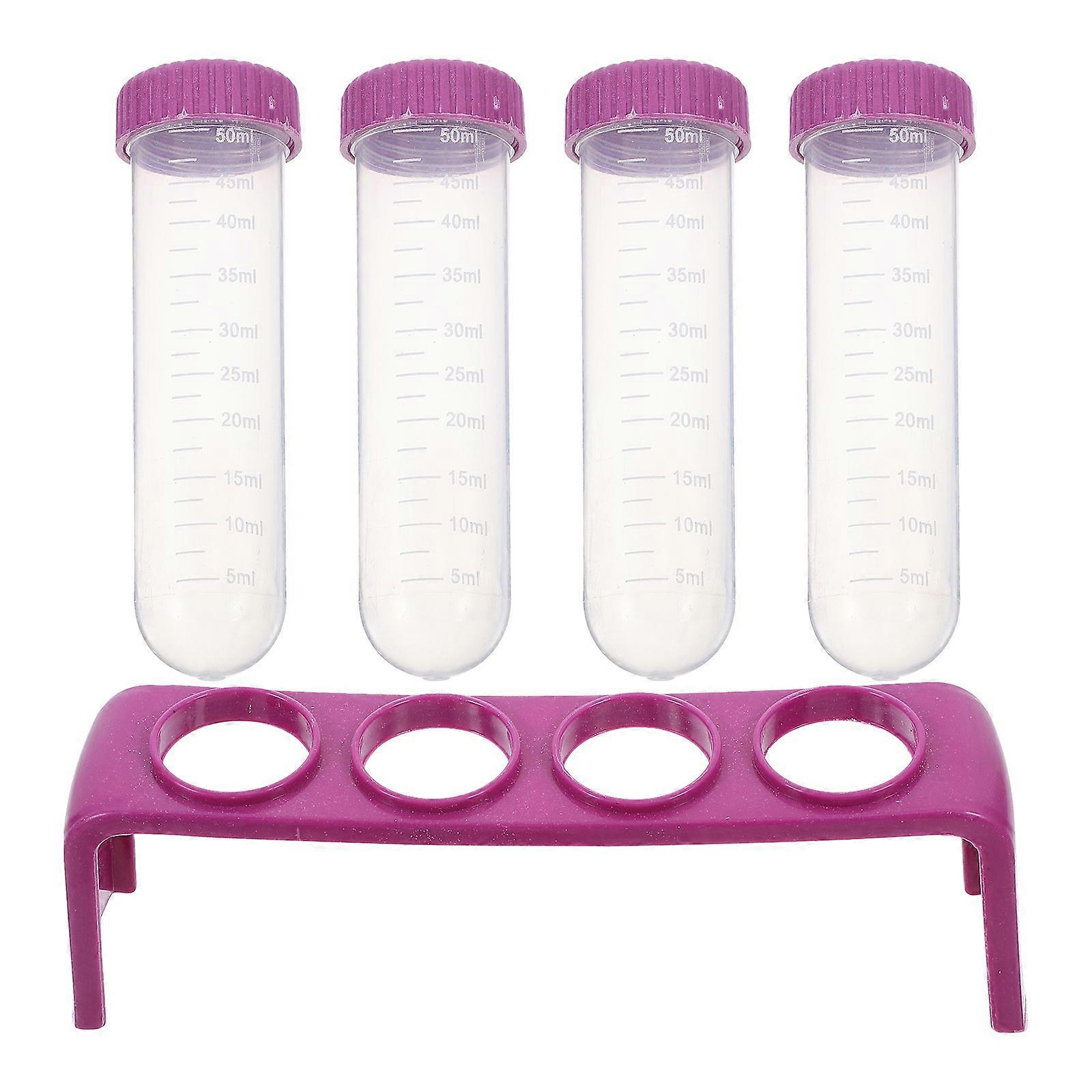 Four Hole Test Tube Rack for Scientific Lab Work 1Set with Marked Tubes Multi