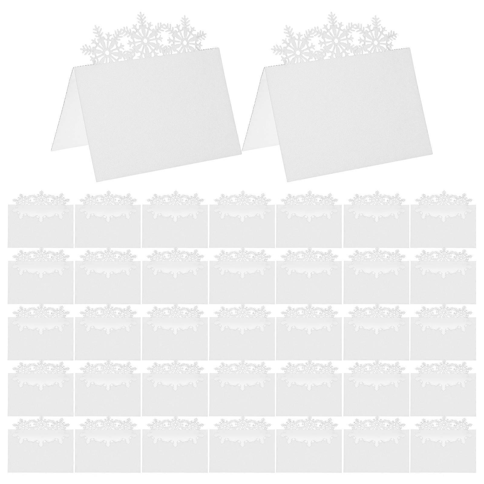 Paper Name Card Snowflake Place Cards for Holiday Event 50Pcs White