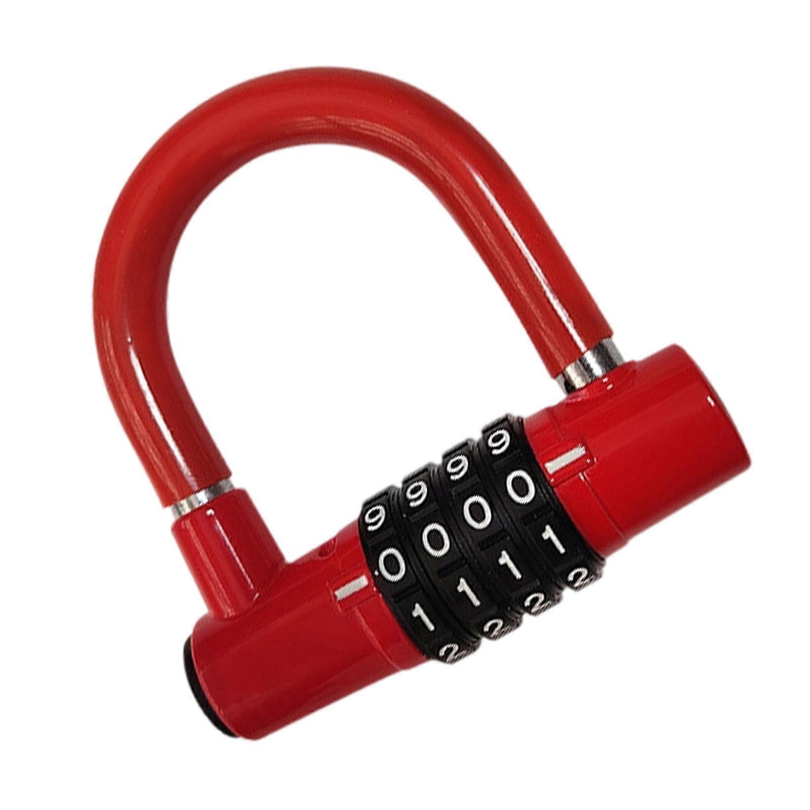 Rustproofed Portables U Shape Bike Lock Anti Thefts Code Weatherproofed Compacts For Motorcycles Camping  Red