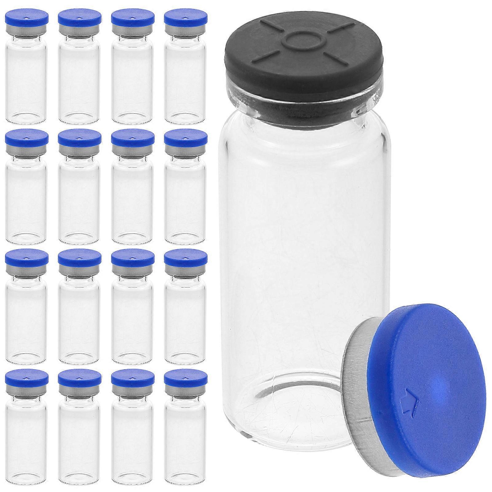 Vial with Cap 20Pcs Transparent Glass for Storage Sturdy Flat Base Sample Bottles