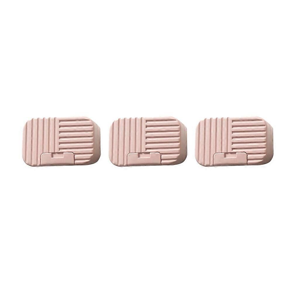 3Pcs Portable Soap Box Travel Soap Case Practical Soap Dish Convenient Soap Container Pink