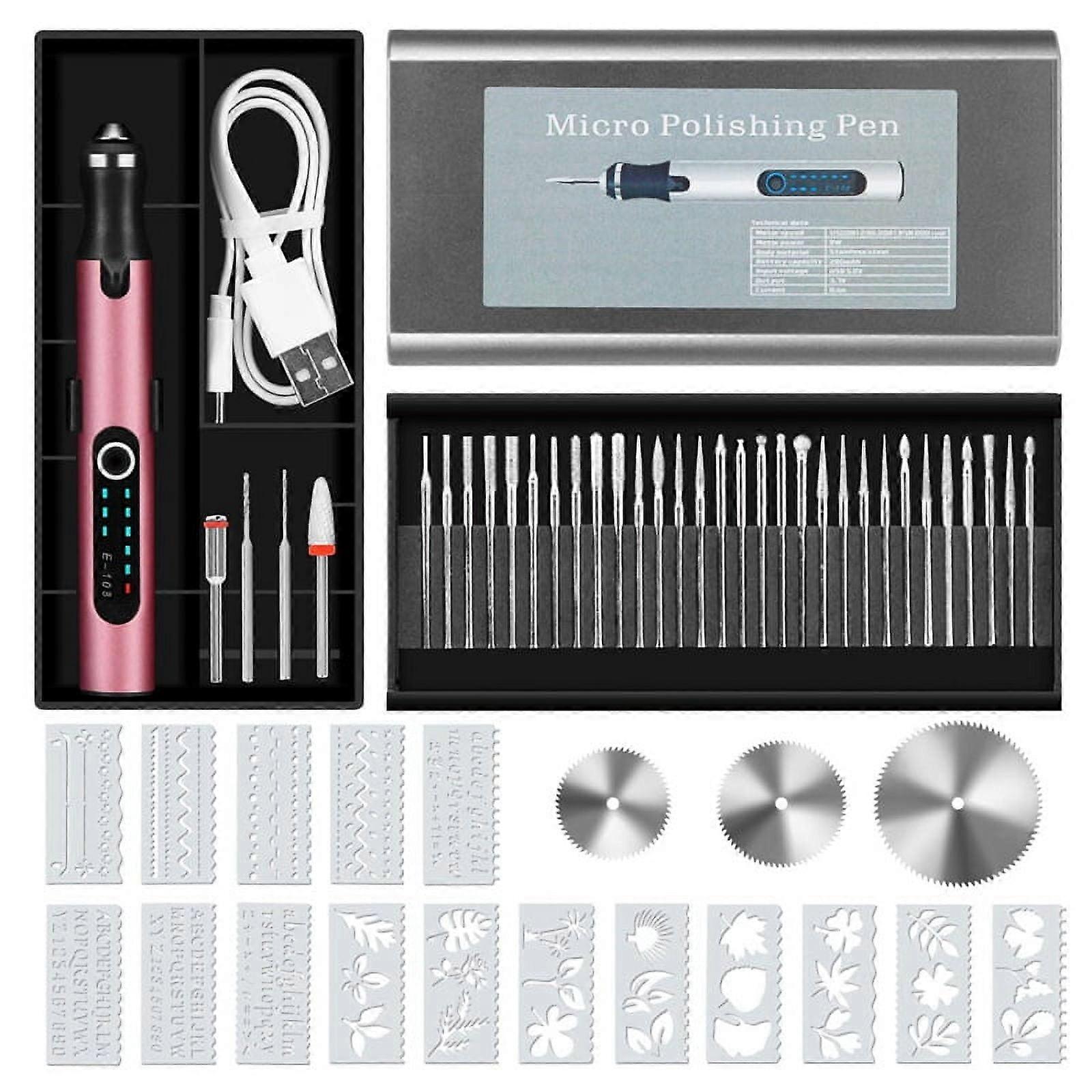 Engraving Pen with 37 Bits, USB Rechargeable Cordless Engraving Machine with Box, Portable DIY Rotary Engraver,RoseGold