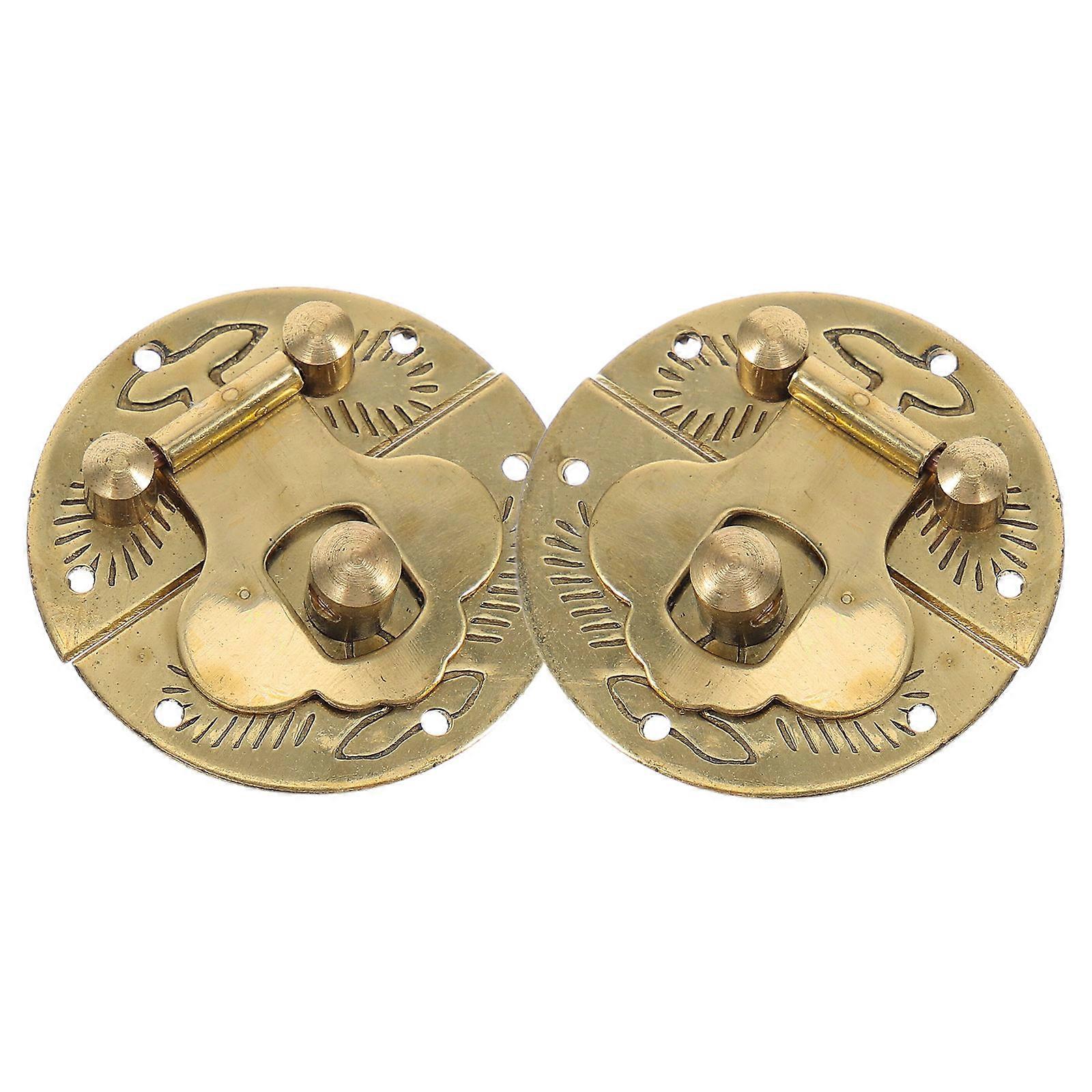 Yellow Brass Padlock Hasp with 2Pcs Small Locks for Wooden Boxes