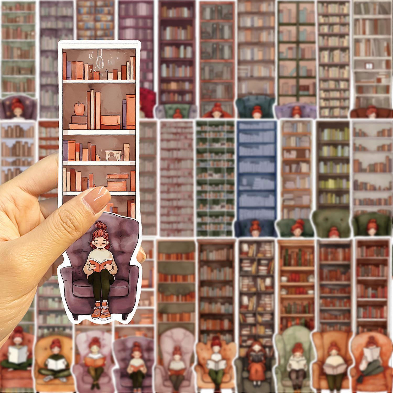 30 Cartoon Girl Reading Series: Simple Journaling Artistic Creative Materials, DIY Paper Bookmarks for Reading (Instagram Style)