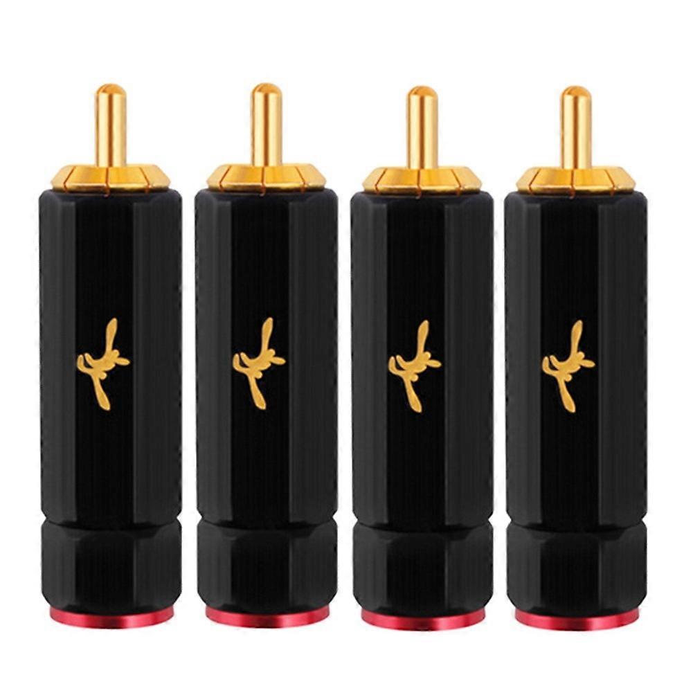 4X Pure Copper Gold Plated Plug Self Locking Lotus Terminal Soldering Free Heating Wire DIY Audio Co