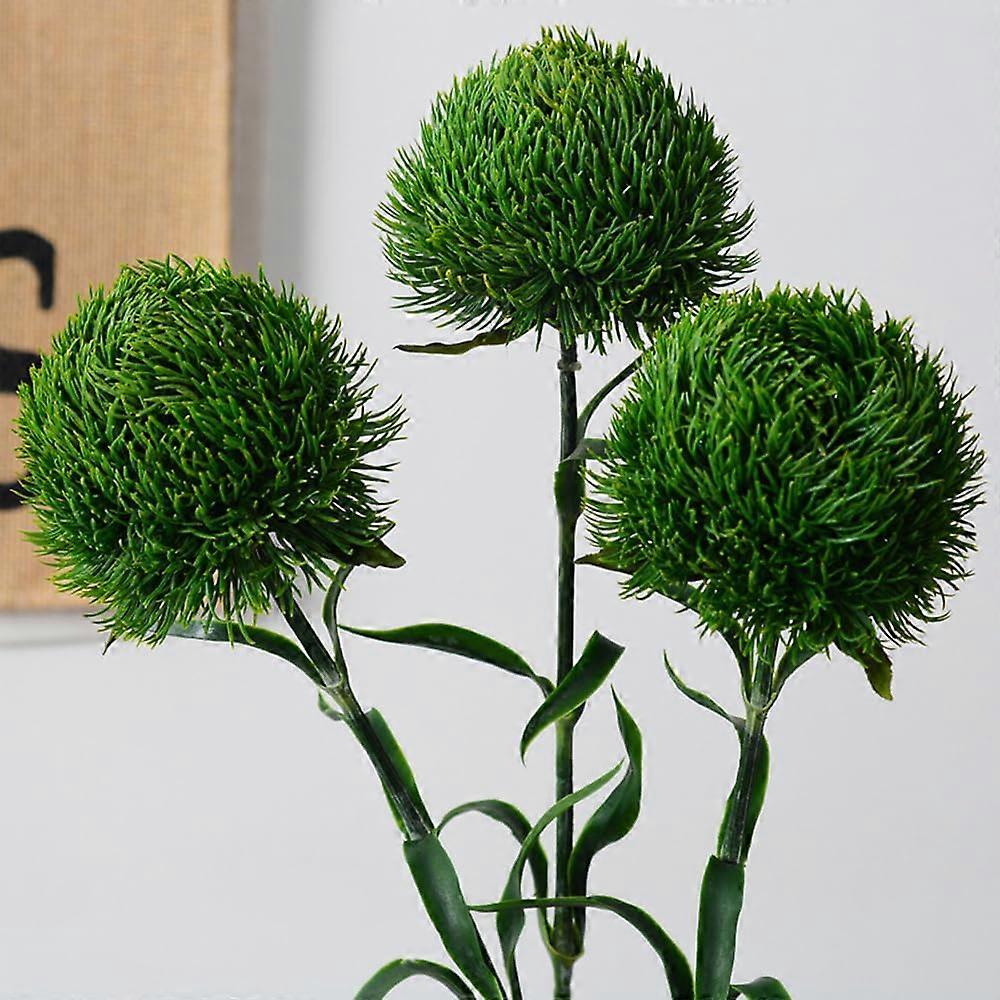 3Pcs Artificial Dianthus Greenery Stems Realistic Dark Green for Home Vase Wedding Table Centerpiece