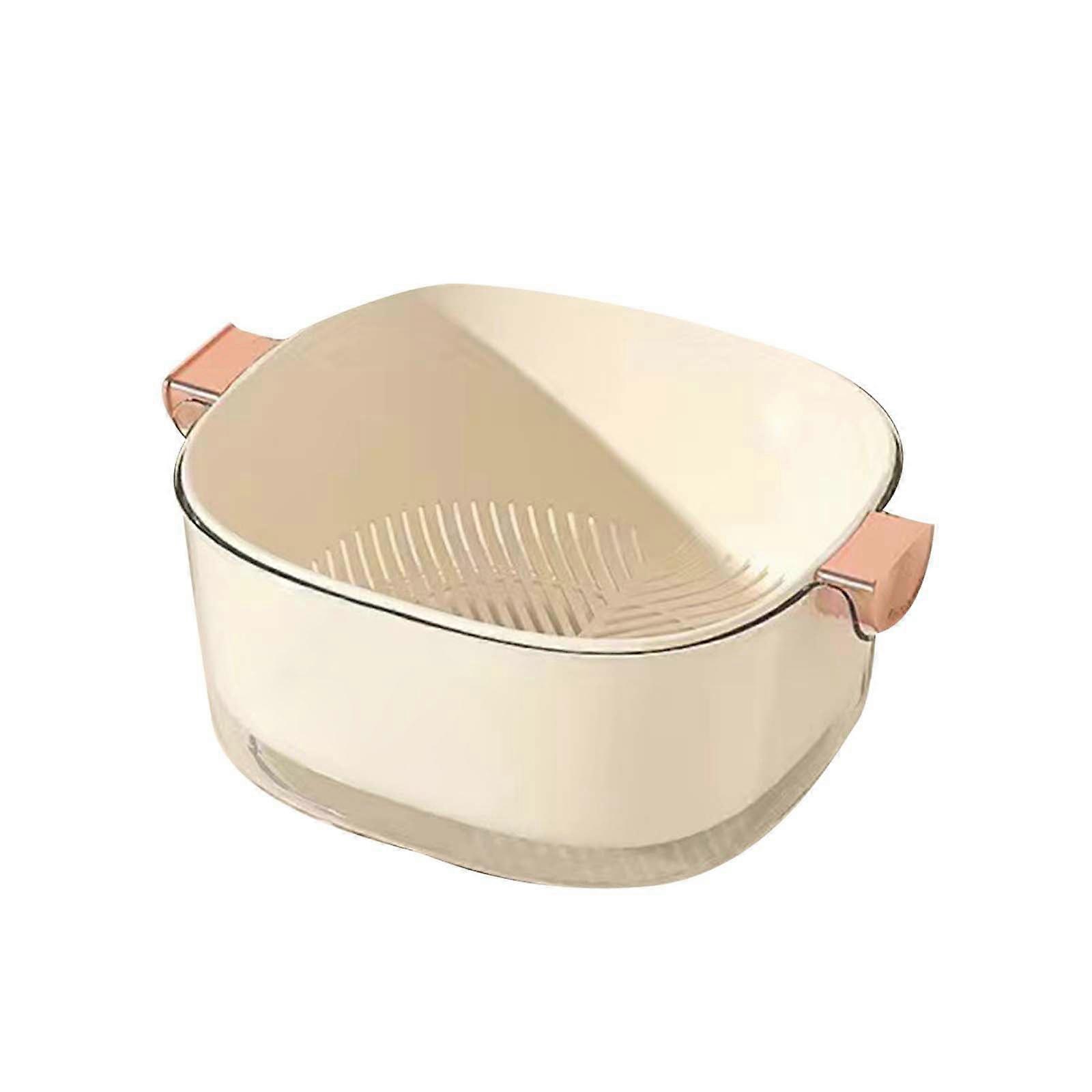 Vegetable Dehydrator Strainers & Colanders, Fruit Strainer, Double Layer Drain Basket Set for Washing Rice, Fruits, Vegetables