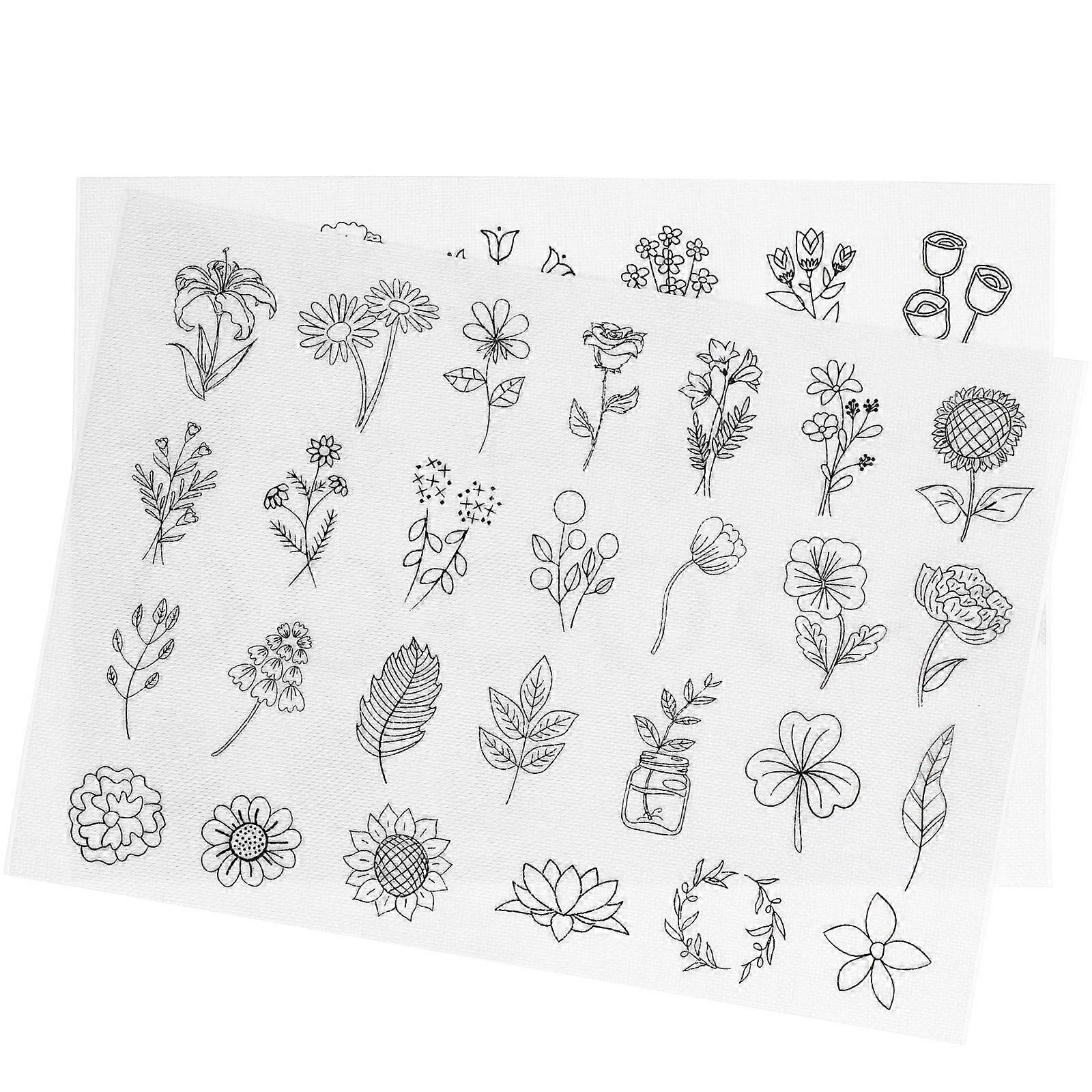 Embroidery Transfer Patterns 2 Sheets For Clothing Repair Projects Rectangular Shape Diverse Designs Versatile Functionality