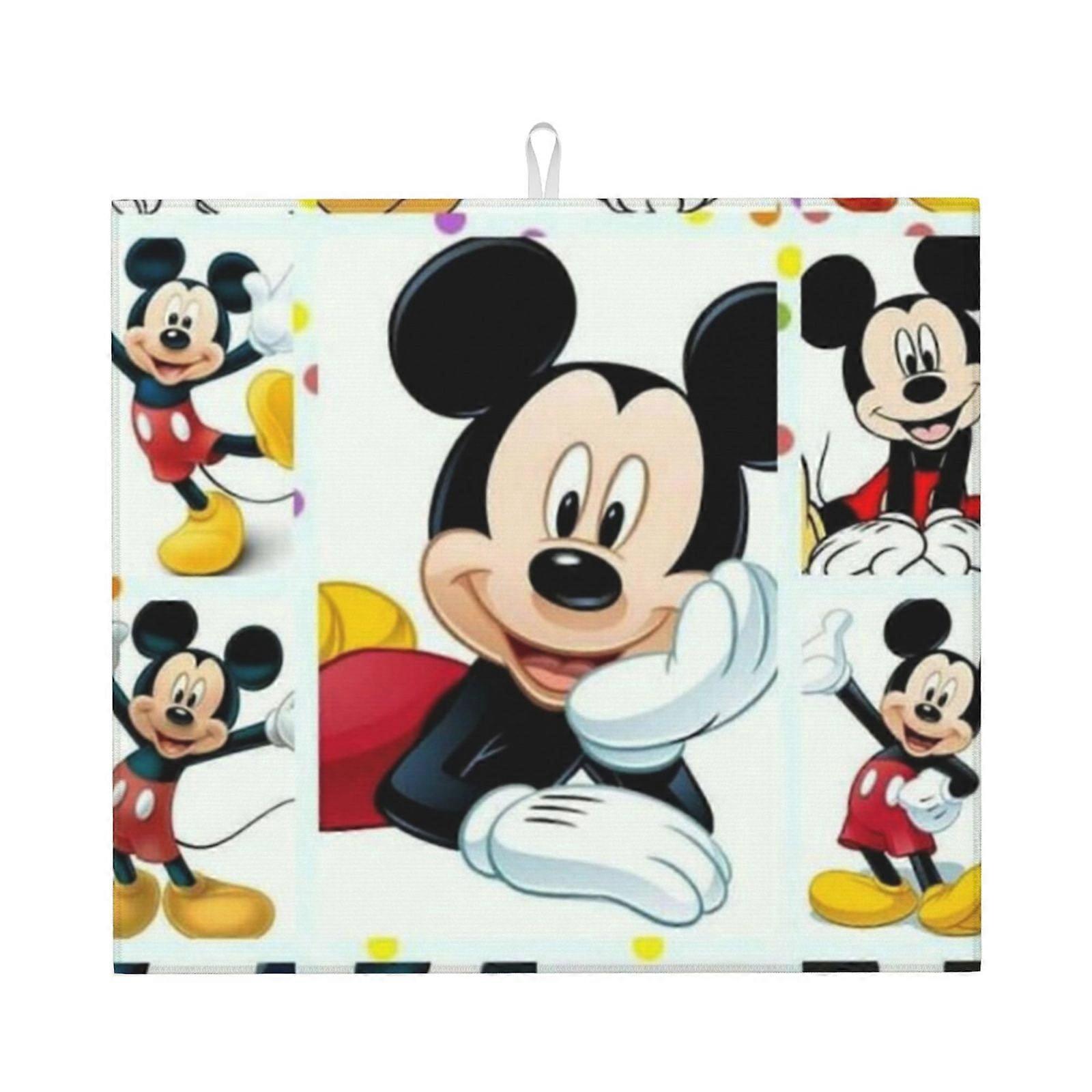 Mickey Mouse Dish Drying Mat For Kitchen Counter, Microfiber Dish Mat, Fast Absorbent Draining Pad