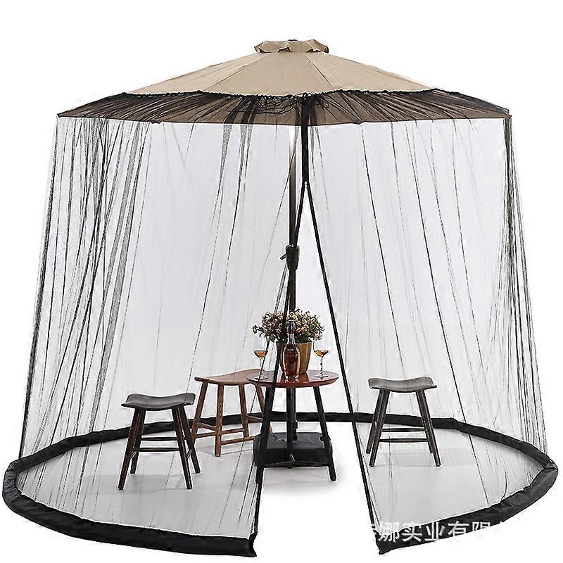 Cylindrical mosquito net for parasols,  3 m, with zipper and black ballast