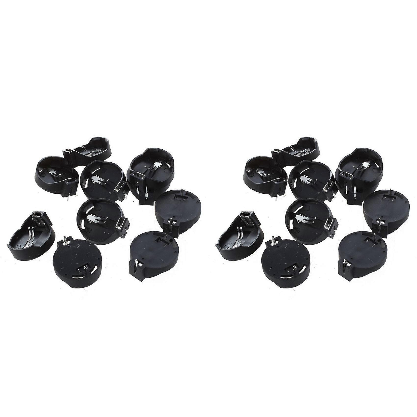 20Pcs Black Round Button Battery Holder Case for CR2032 2016 2025