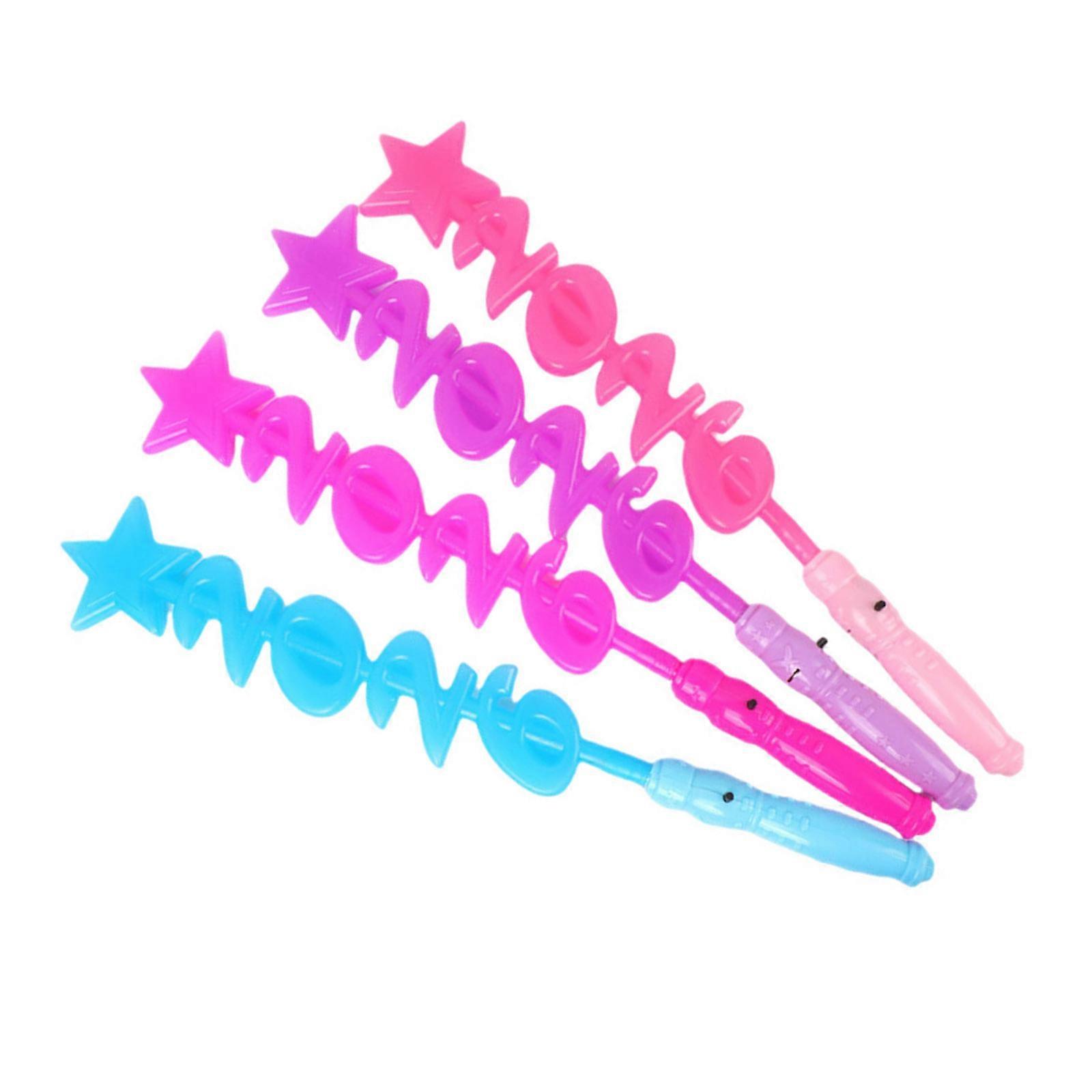 4x Glowing In Dark Stick Random Color Glowing Products For Kids Parties Halloween Event Safe Durable Plastic Multicolor