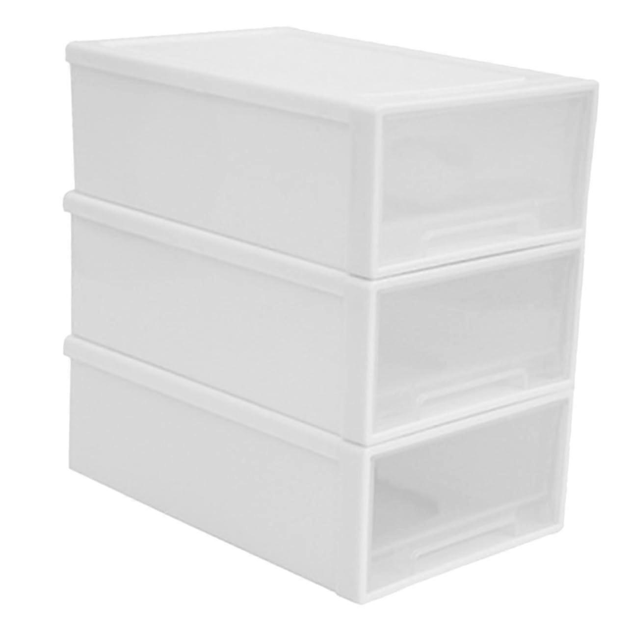 Desktop Drawer Organizer Stackable ThreeLayer Storage Box for Cosmetics and Stationery PP Material